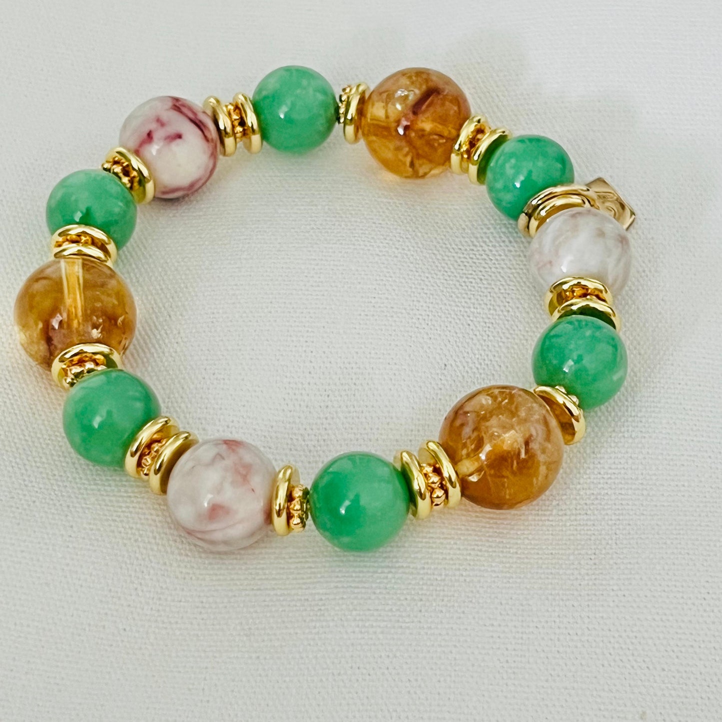 Cinnabar In Quartz, Citrine & Variscite Juicy Bracelet