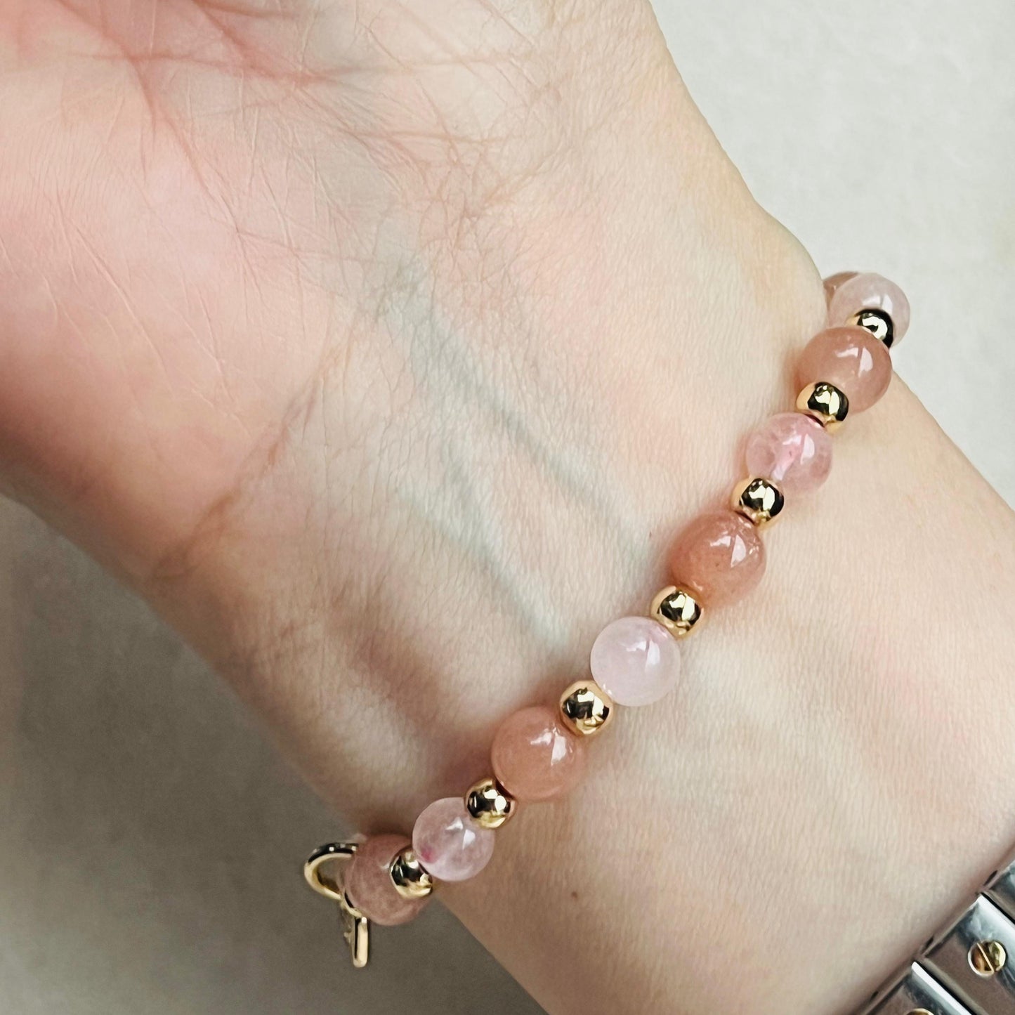 Morganite & Sunstone Cuddlies Bracelet