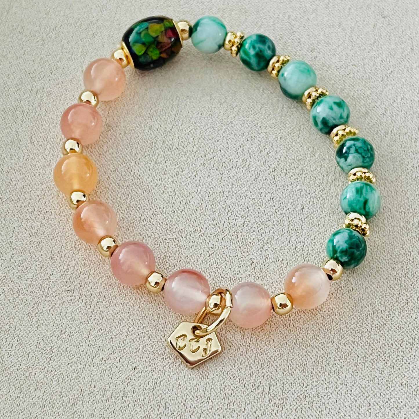 Ammonite, Yan Yuan Agate & Jade Baby Bracelet