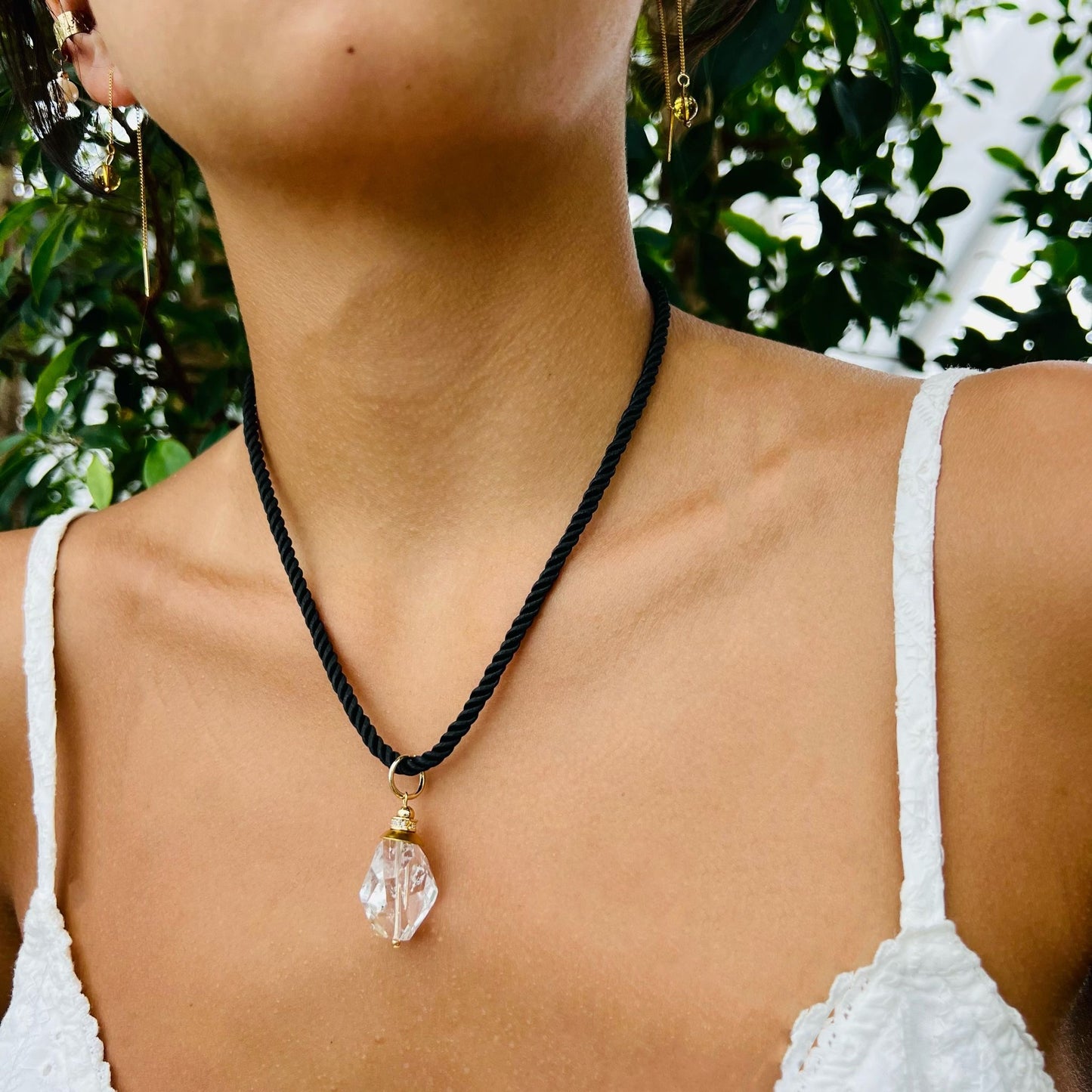 Raw Herkimer Diamond Silk Twist Necklace