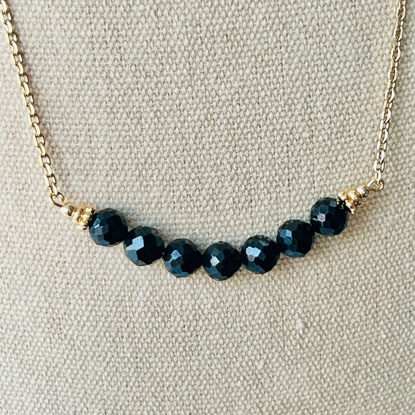 Black Spinel Moon Necklace