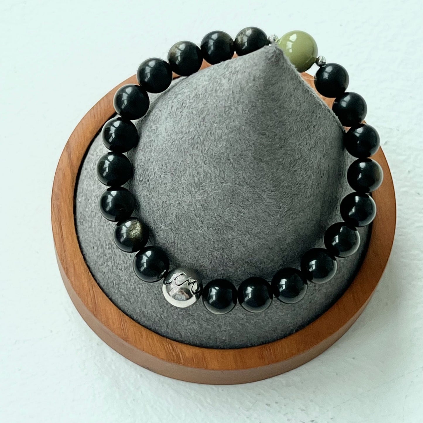 Alashan Avocado Agate & Gold Sheen Obsidian Men Bracelet