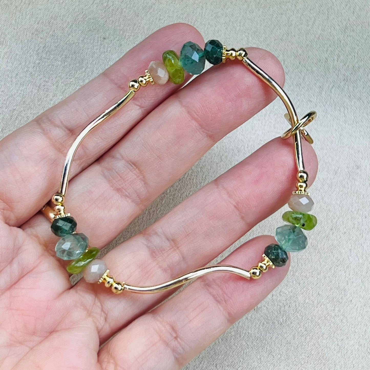 Fluorite, Green Apatite, Peridot & Sunstone La Grace Bracelet