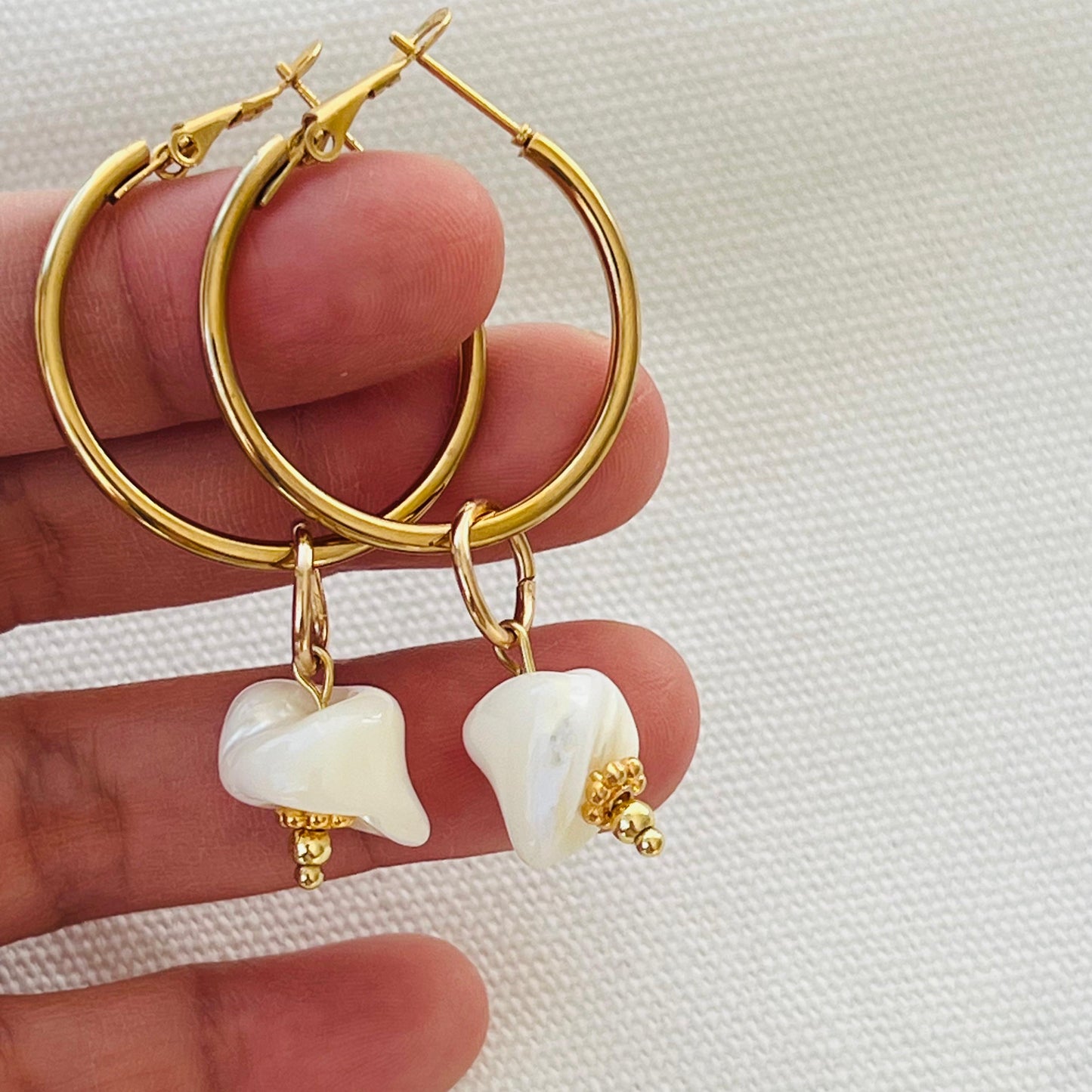 Mother Of Pearl Hoop Earrings