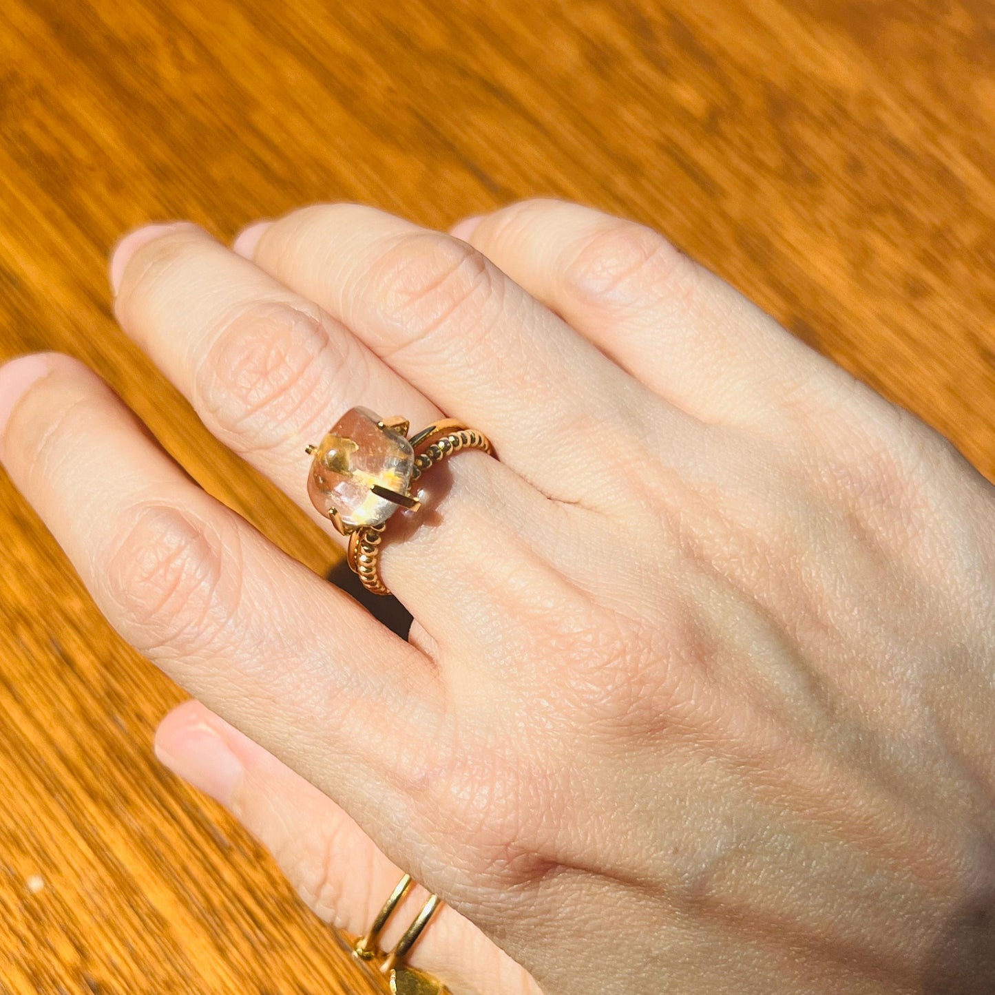 Clear Quartz, Gold Rutilated Quartz & Golden Tigereye Rings