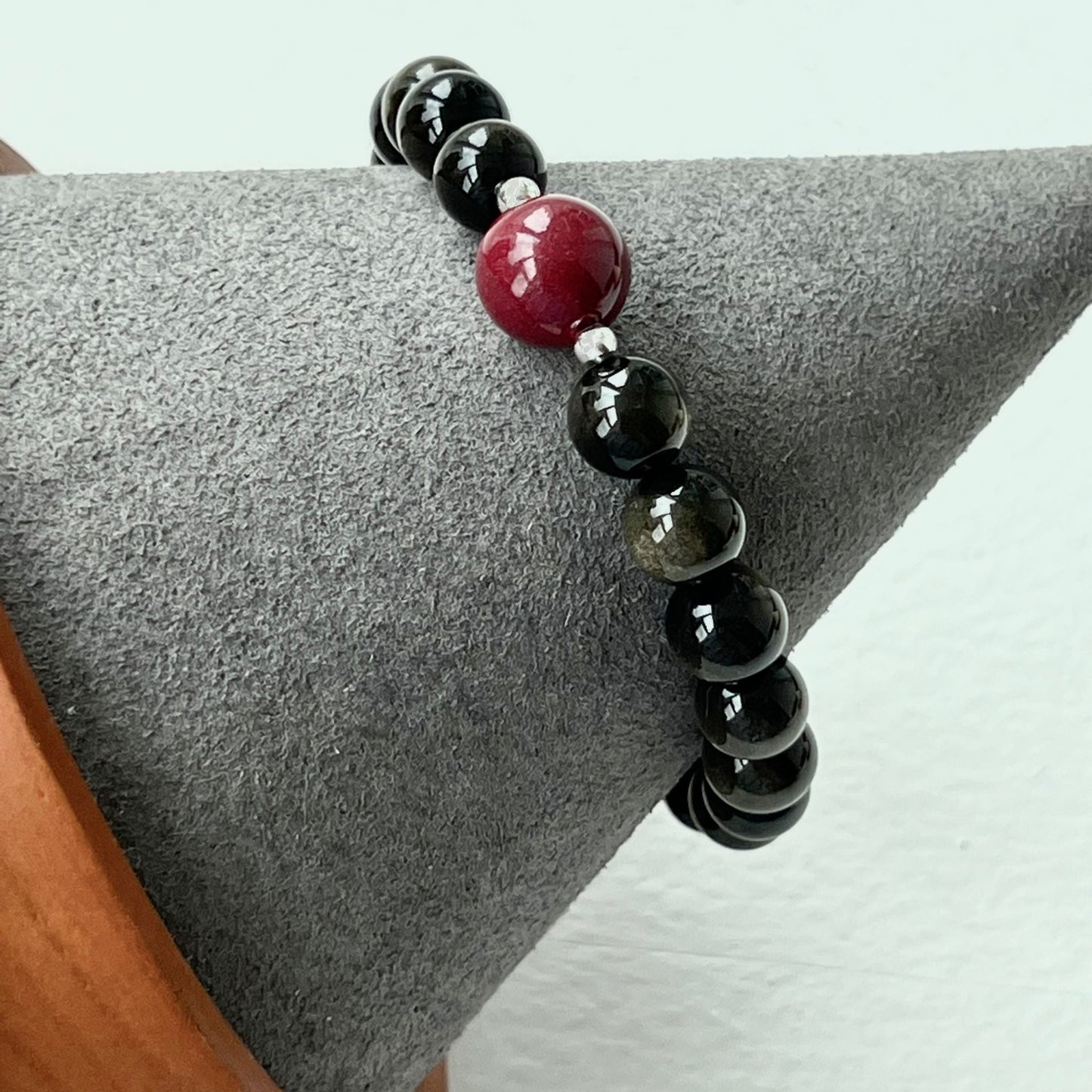 Cinnabar & Gold Sheen Obsidian Men Bracelet