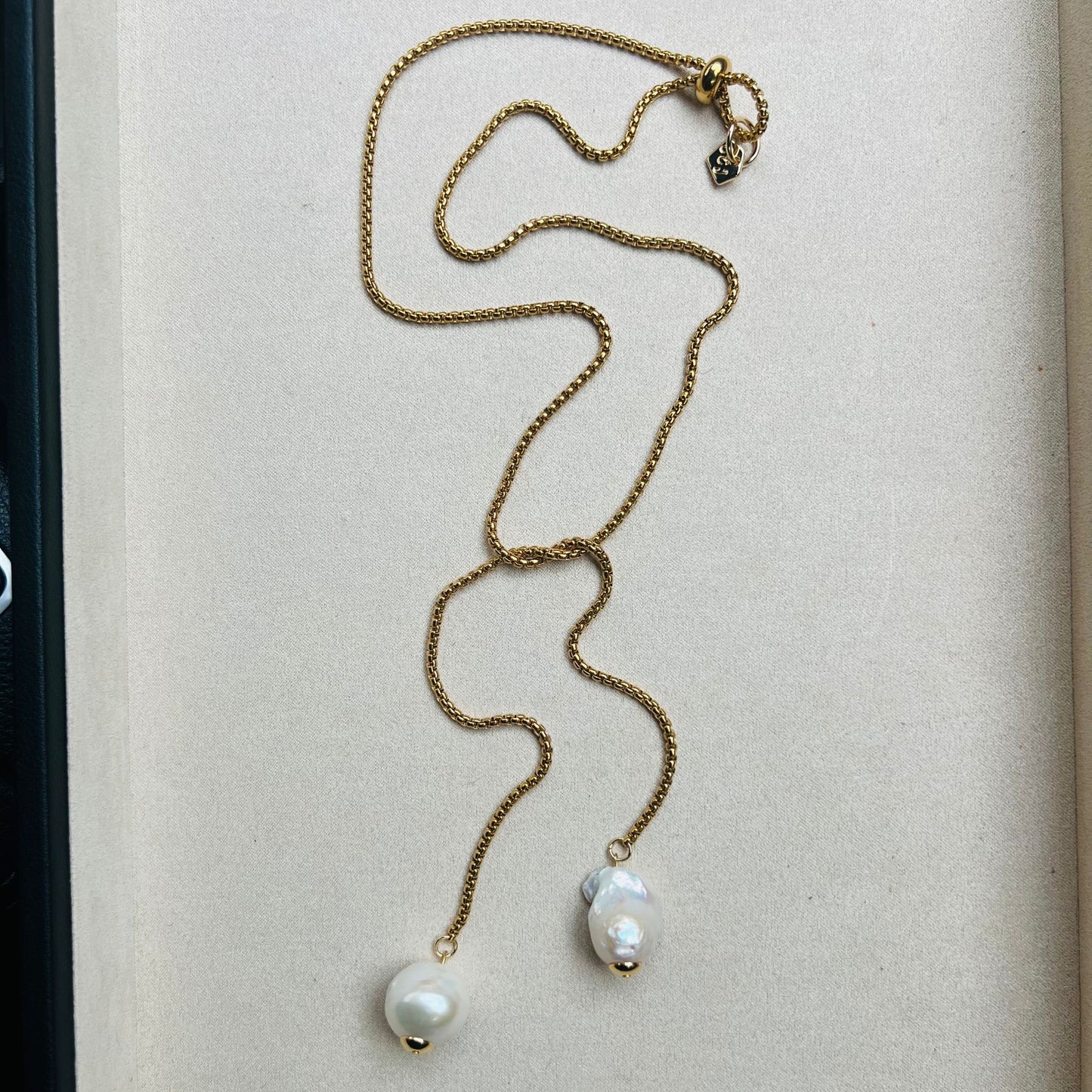 Puffy Baroque Pearl Snake Necklace GHW
