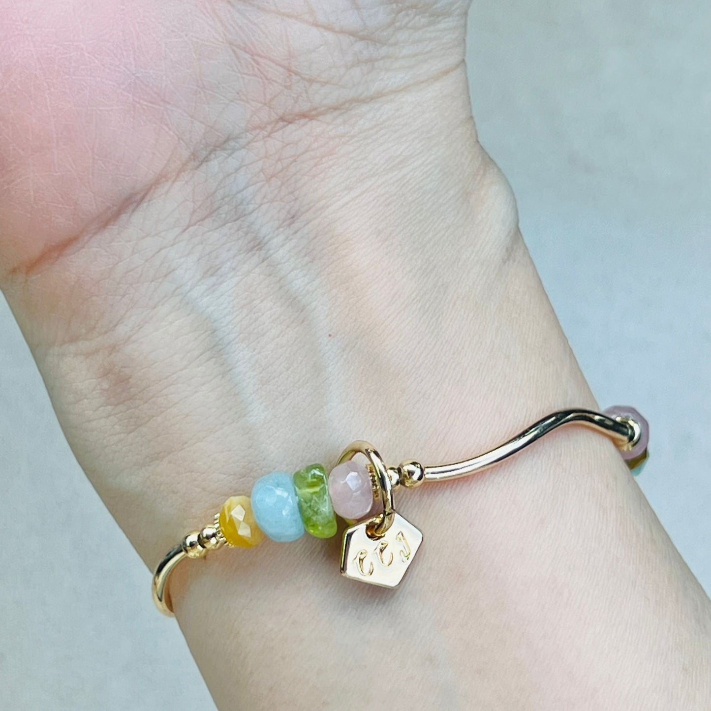 Aquamarine, Honey Tigereye, Rose Quartz & Peridot La Grace Bracelet
