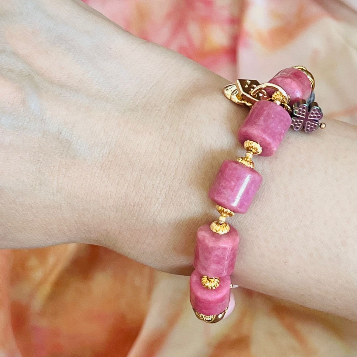 Candy Rhodonite & Pink Zebra Jasper Bracelet