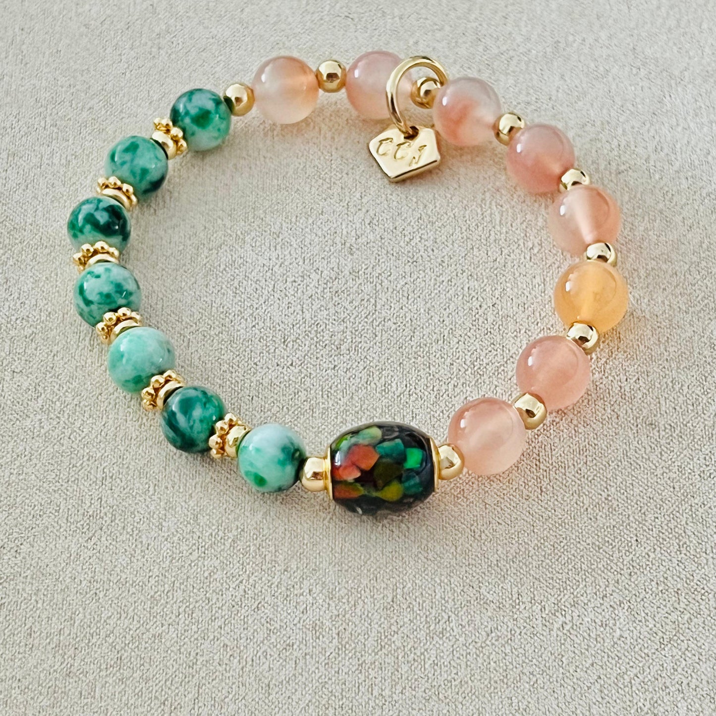 Ammonite, Yan Yuan Agate & Jade Baby Bracelet