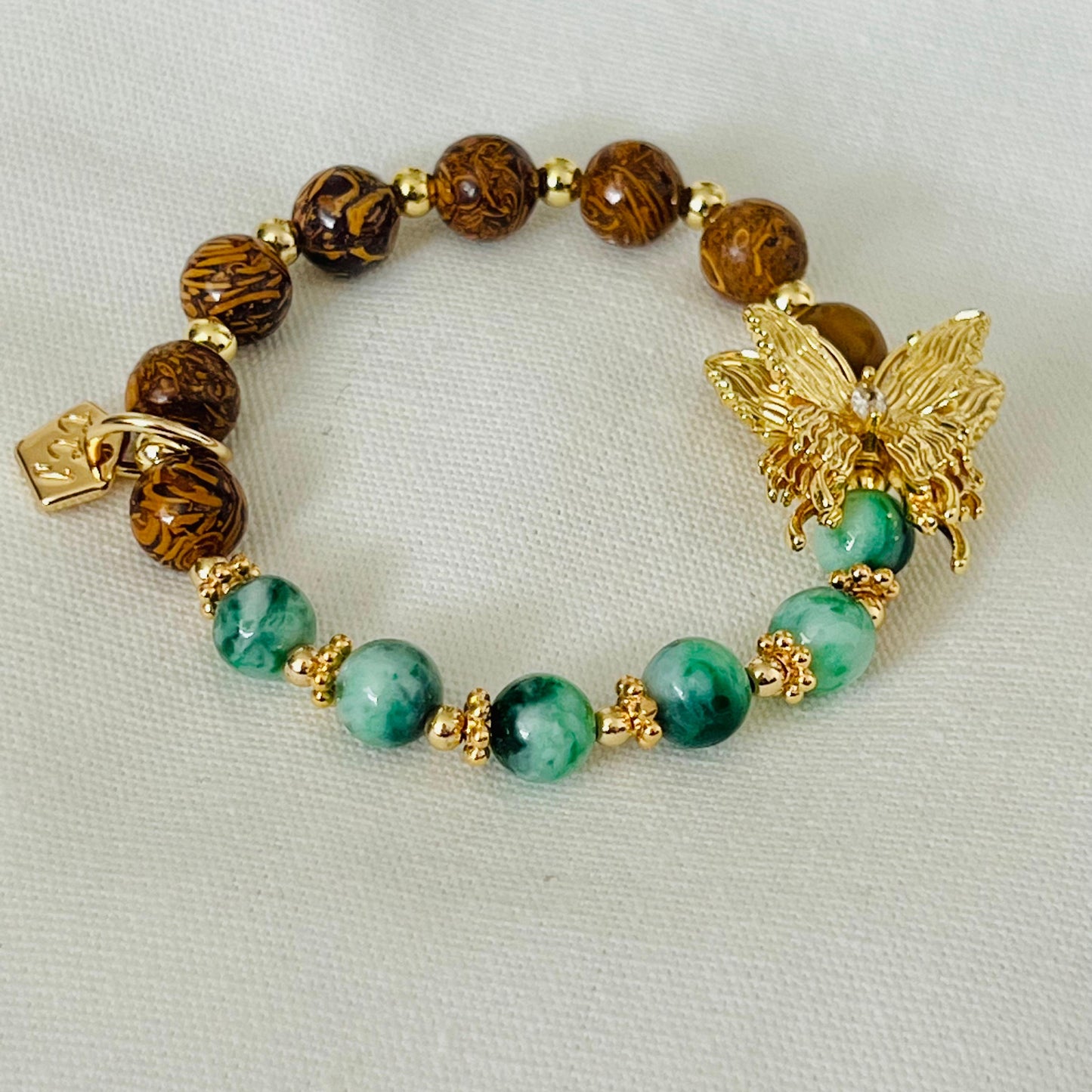 Jade & Elephant Skin Jasper Butterfly Baby Bracelet