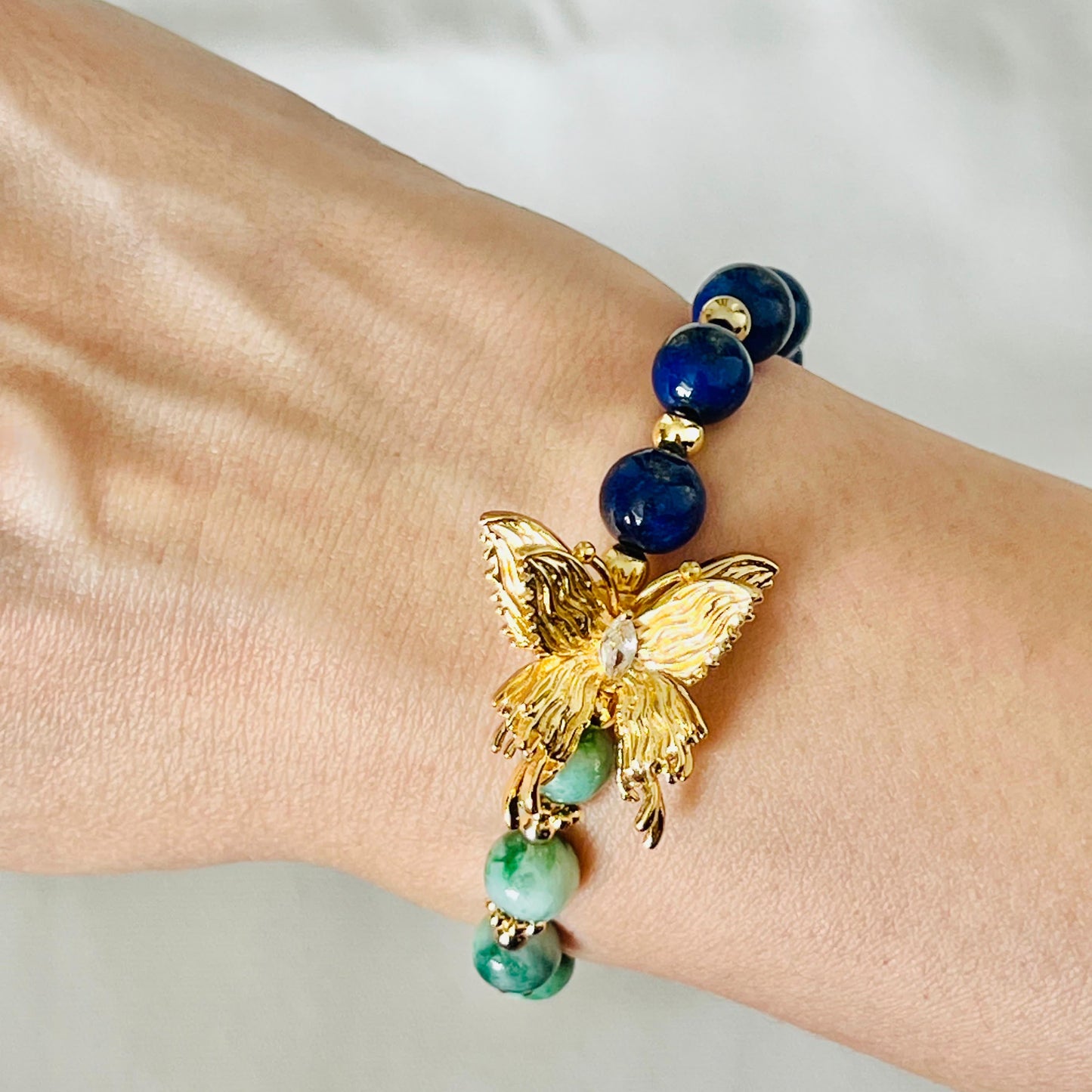 Jade & Lapis Lazuli Butterfly Baby Bracelet