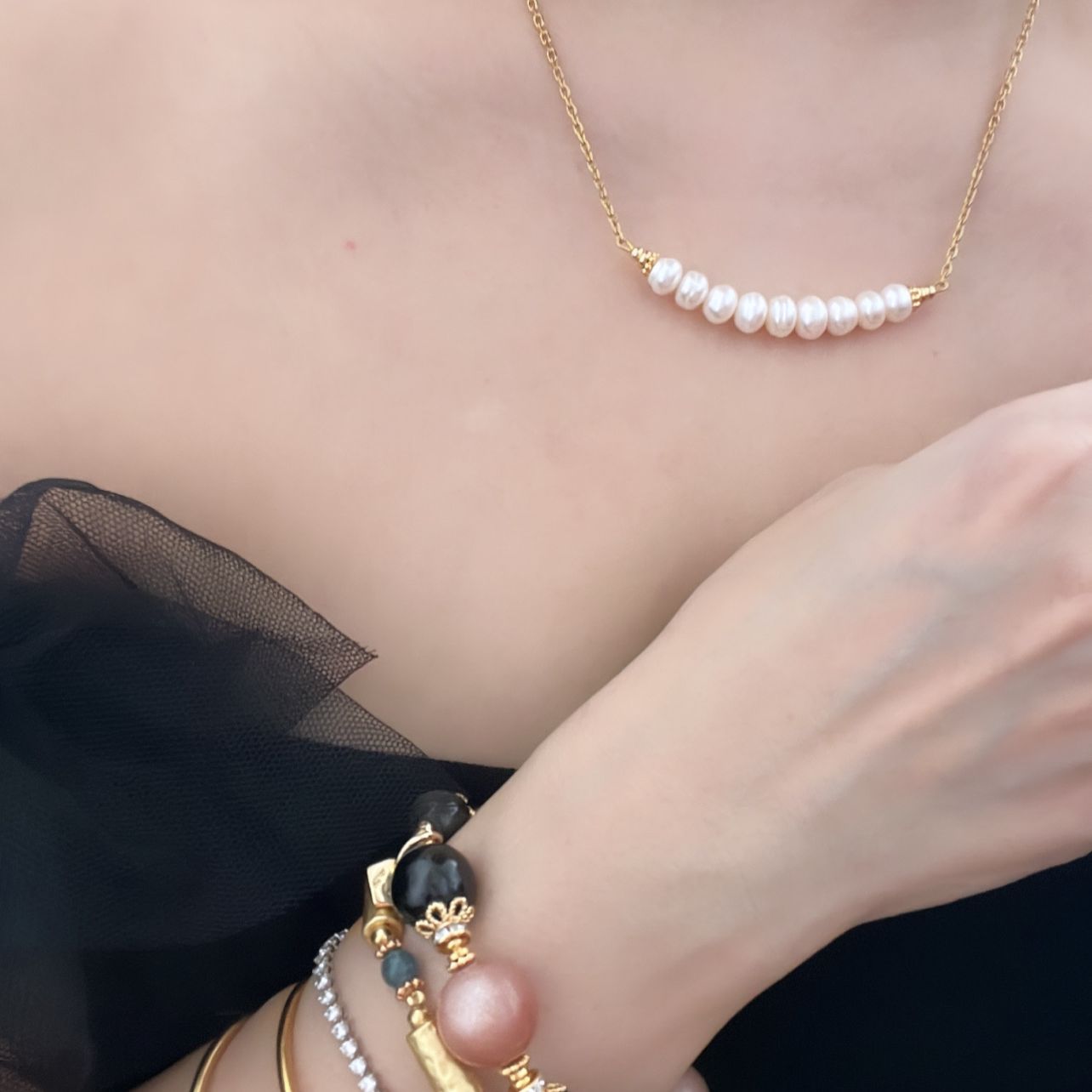 Baroque Pearl Moon Necklace