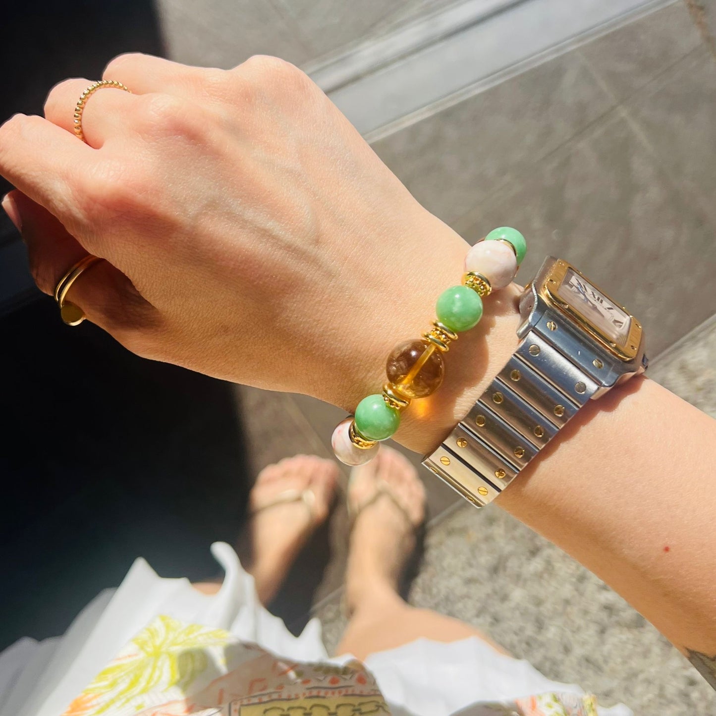 Cinnabar In Quartz, Citrine & Variscite Juicy Bracelet