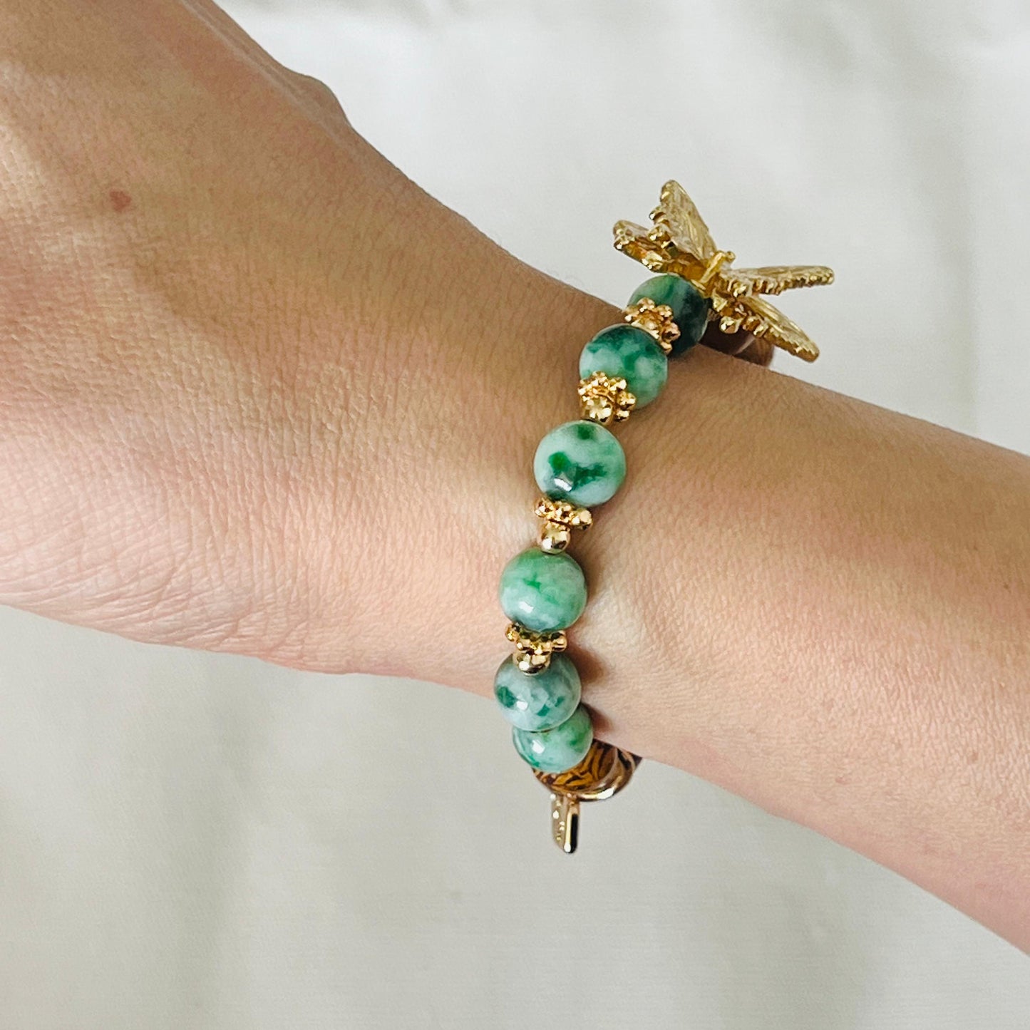 Jade & Elephant Skin Jasper Butterfly Baby Bracelet
