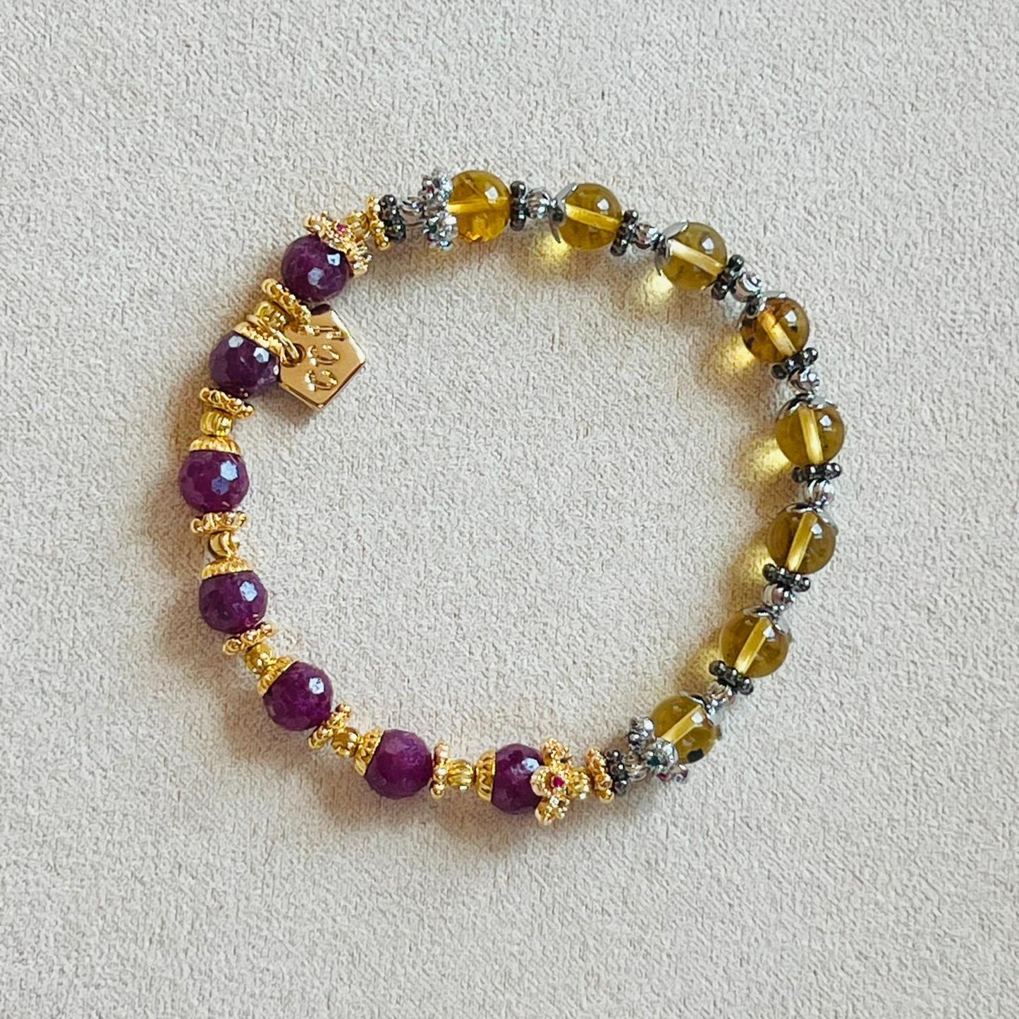 Ruby & Blue Amber Baby Bracelet
