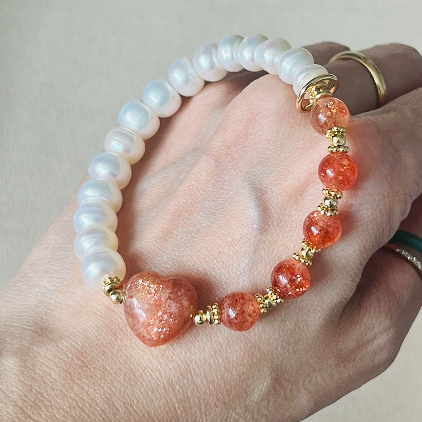 Oregon Sunstone & Pearls Bracelet