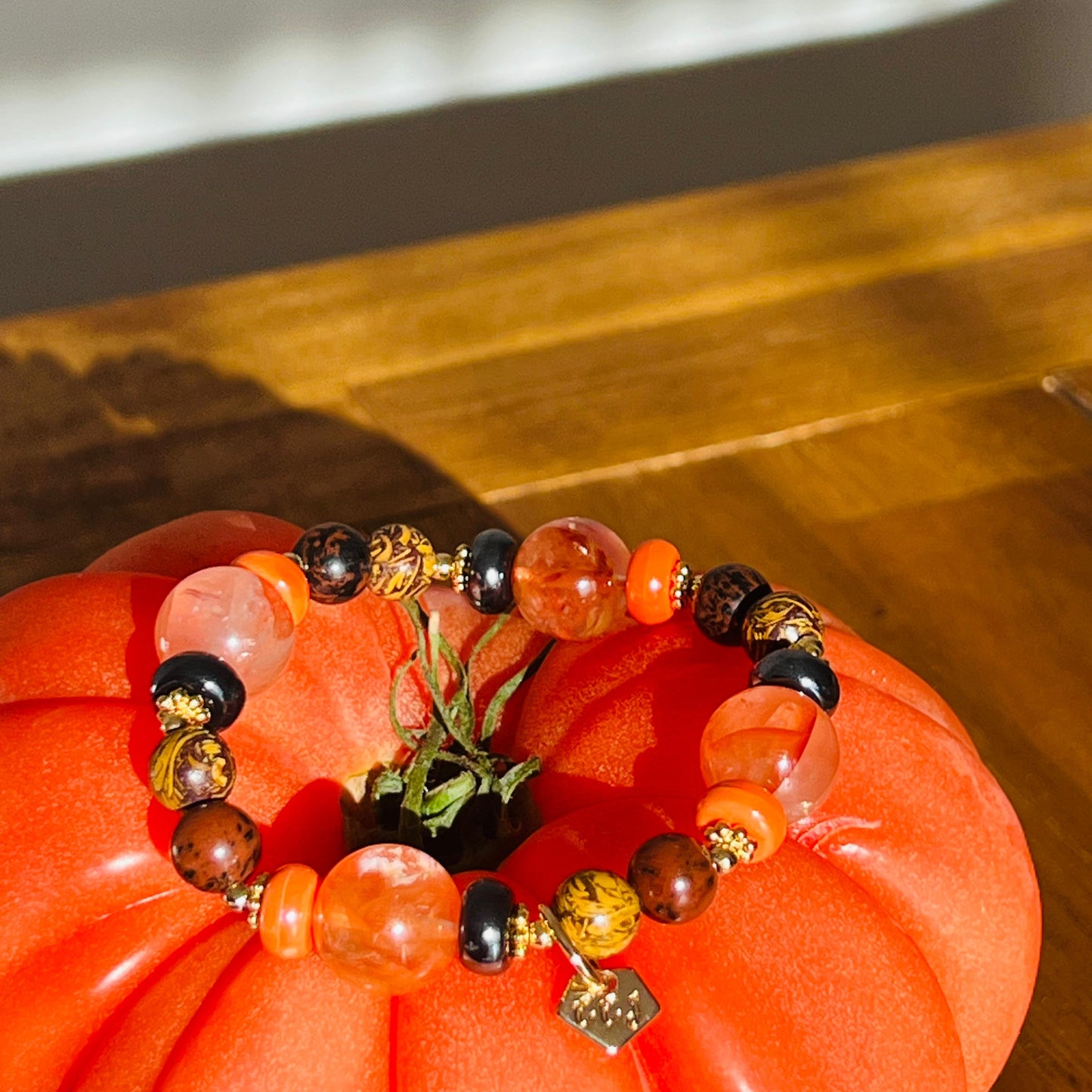 Elephant Skin Jasper, Mahogany Obsidian & Red Hematoid Candy Bracelet