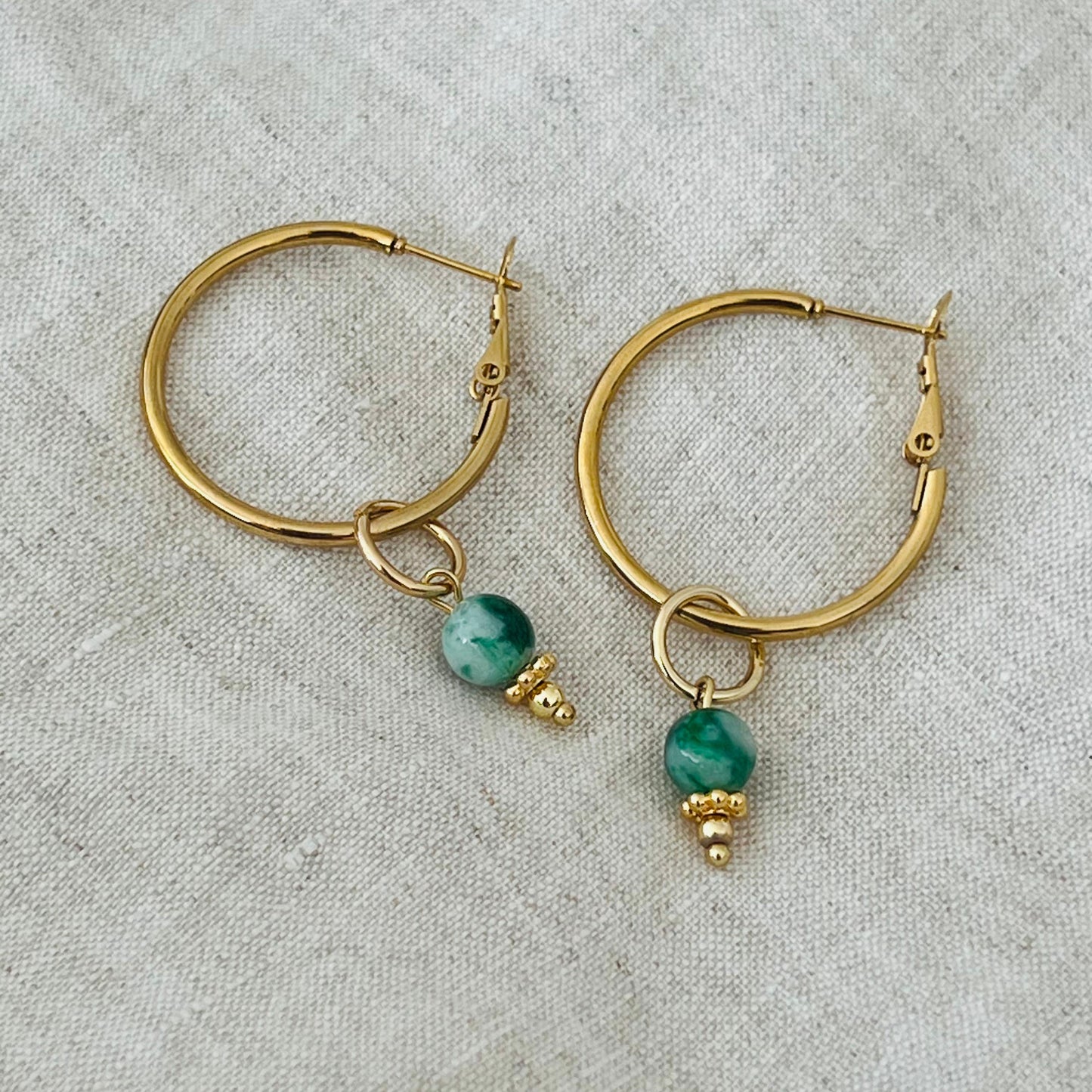 Watercolor Jade Hoop Earrings