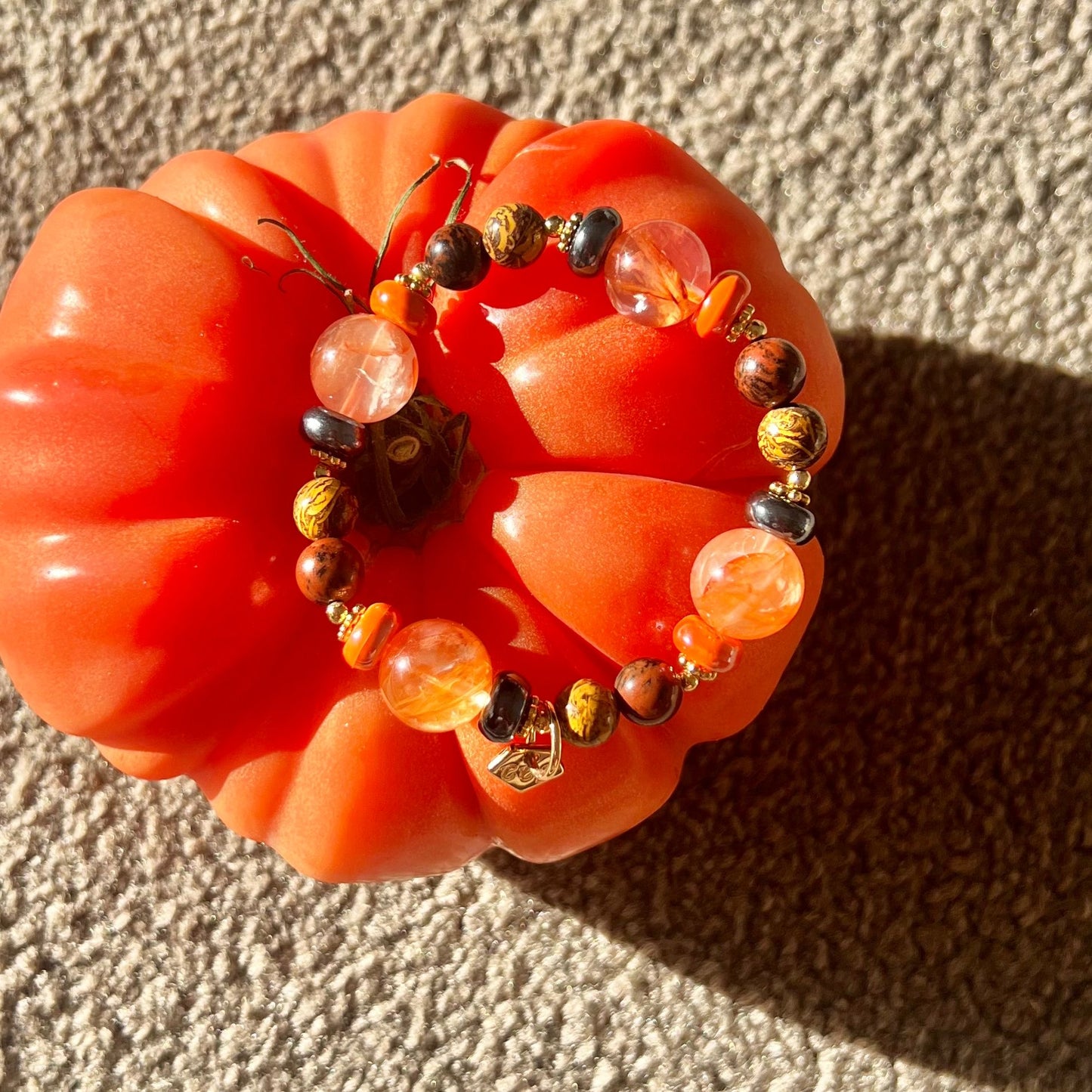 Elephant Skin Jasper, Mahogany Obsidian & Red Hematoid Candy Bracelet