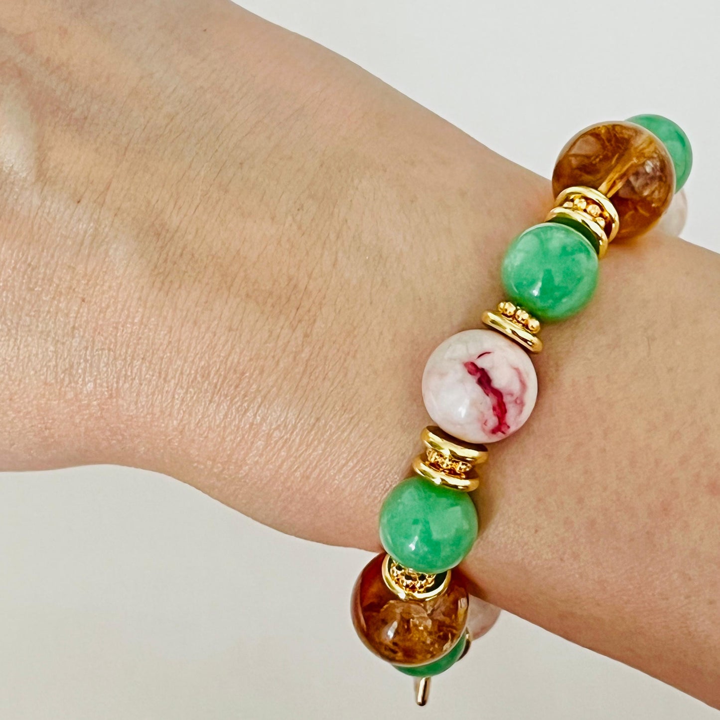 Cinnabar In Quartz, Citrine & Variscite Juicy Bracelet