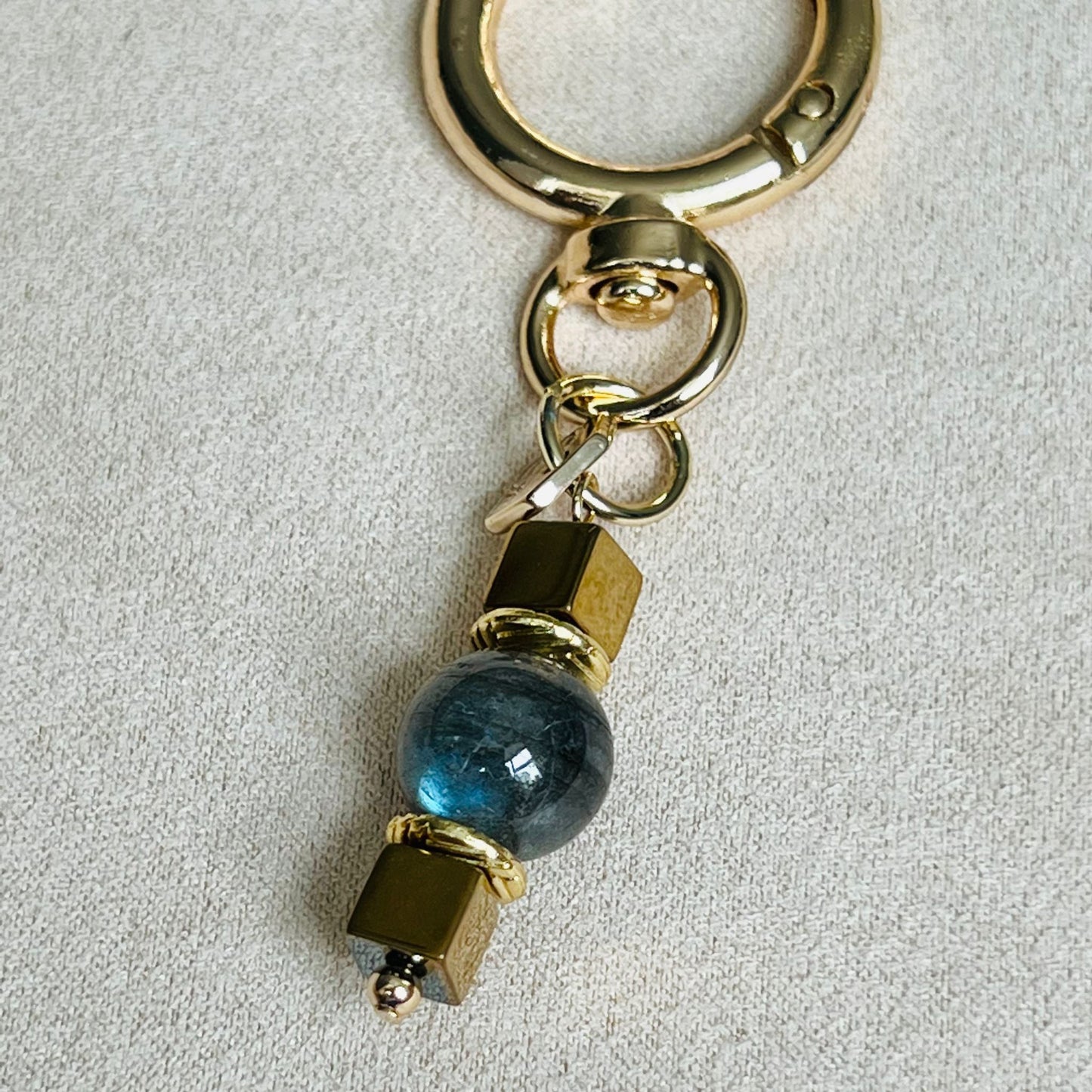 Labradorite & Gold Hematite Bag Charm/ Key Ring