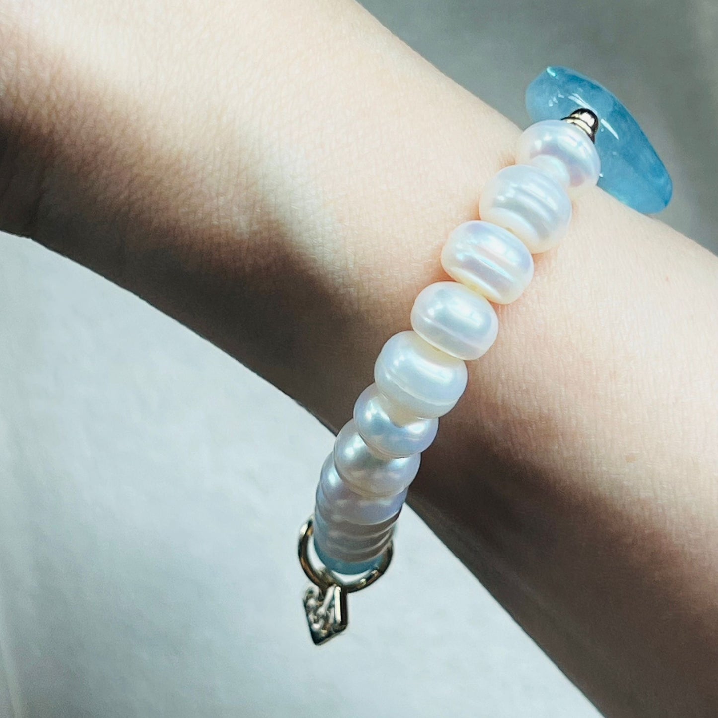 Aquamarine & Pearls Bracelet