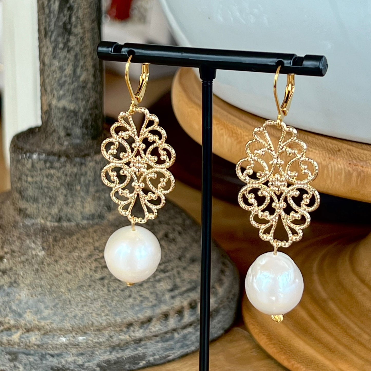 Filigree Pearl Earrings