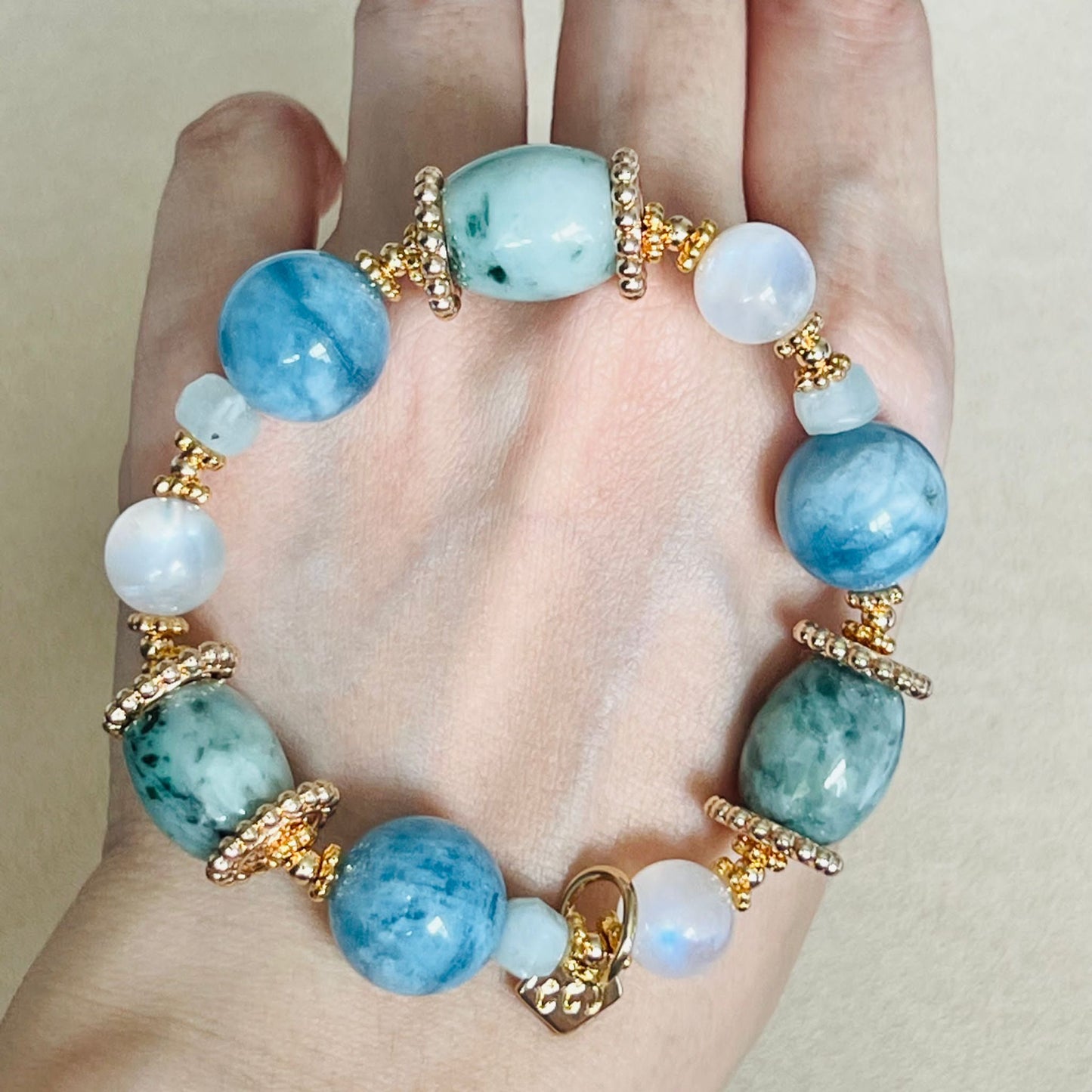 Aquamarine, Jade & Moonstone Bracelet