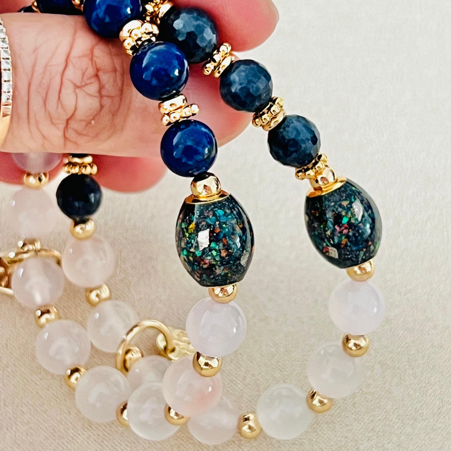 Ethiopian Opal, Yan Yuan Agate & Lapis Lazuli Baby Bracelet