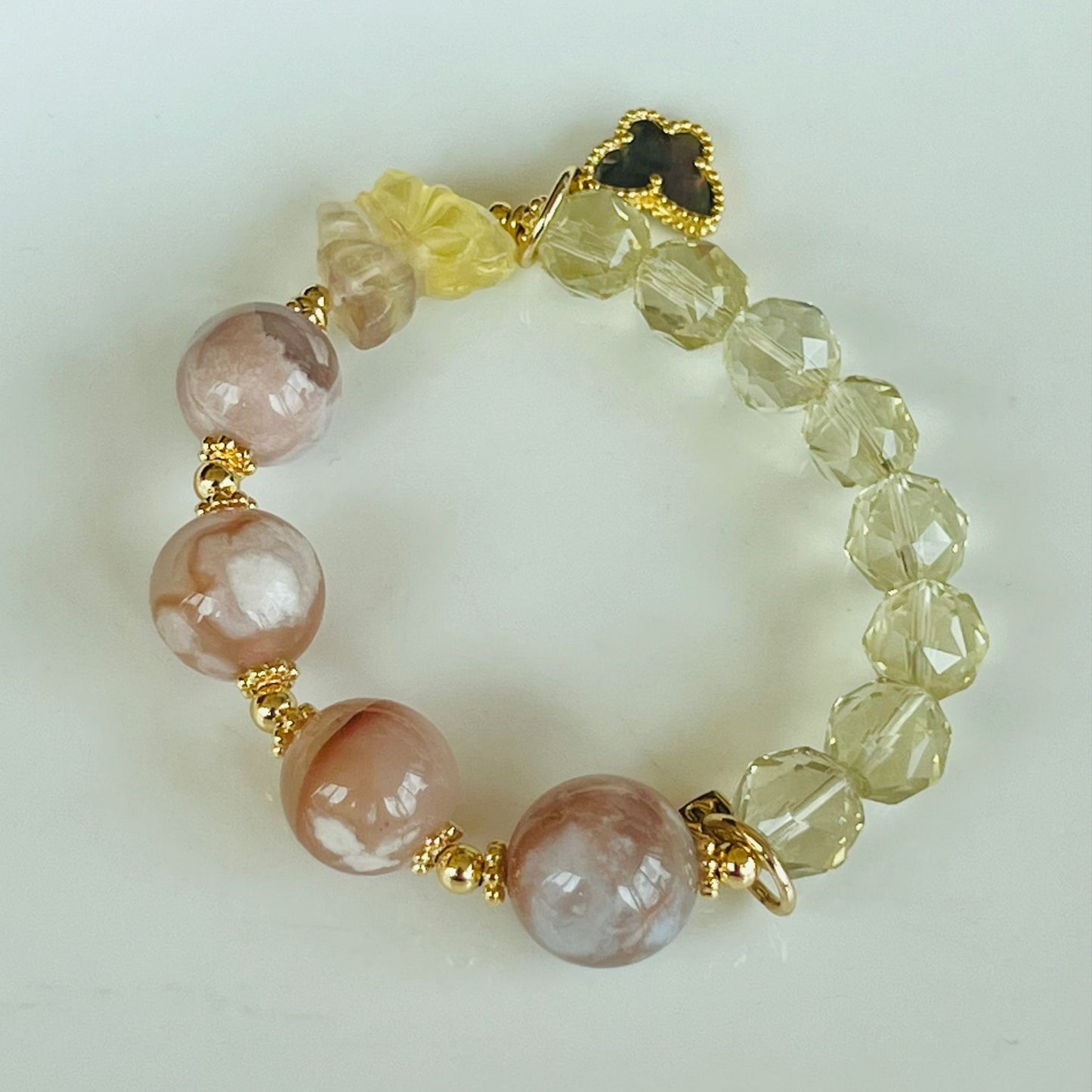 Sakura Agate & Lemon Quartz Bracelet