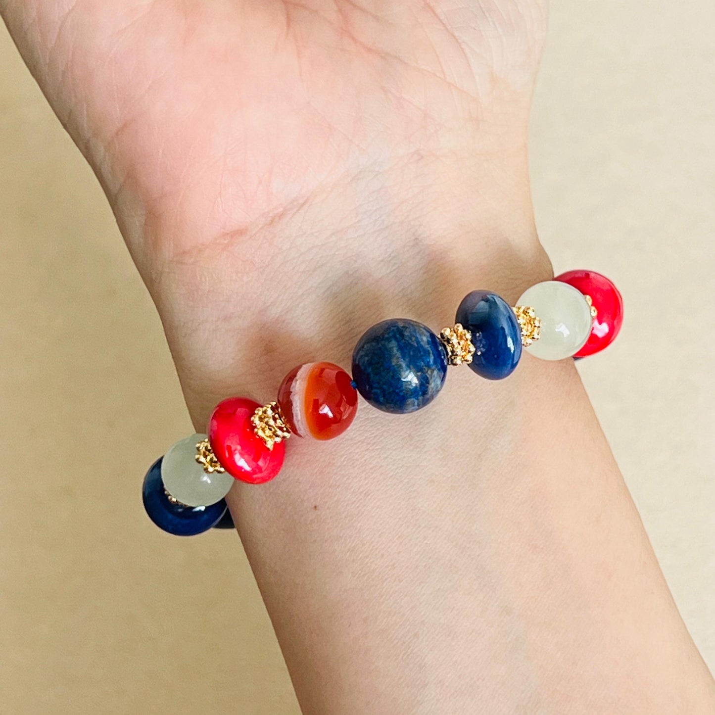 Calcite, Carnelian & Lapis Lazuli Love❤️ Bracelet