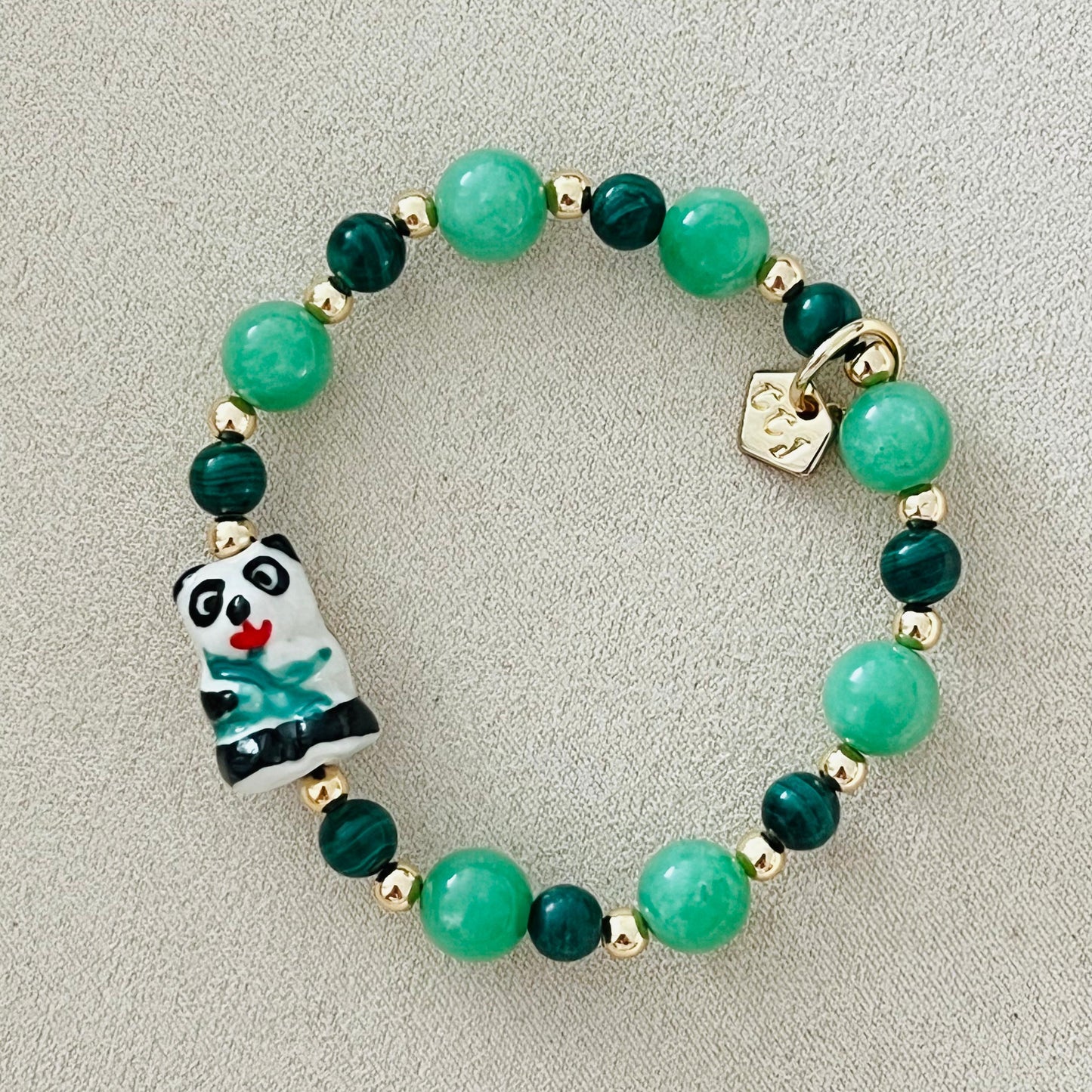 Variscite & Malachite Prosperous Panda Bracelet