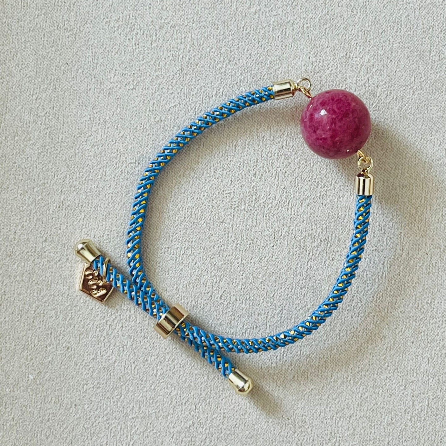 Rhodonite Girl Bracelet (Blue String)