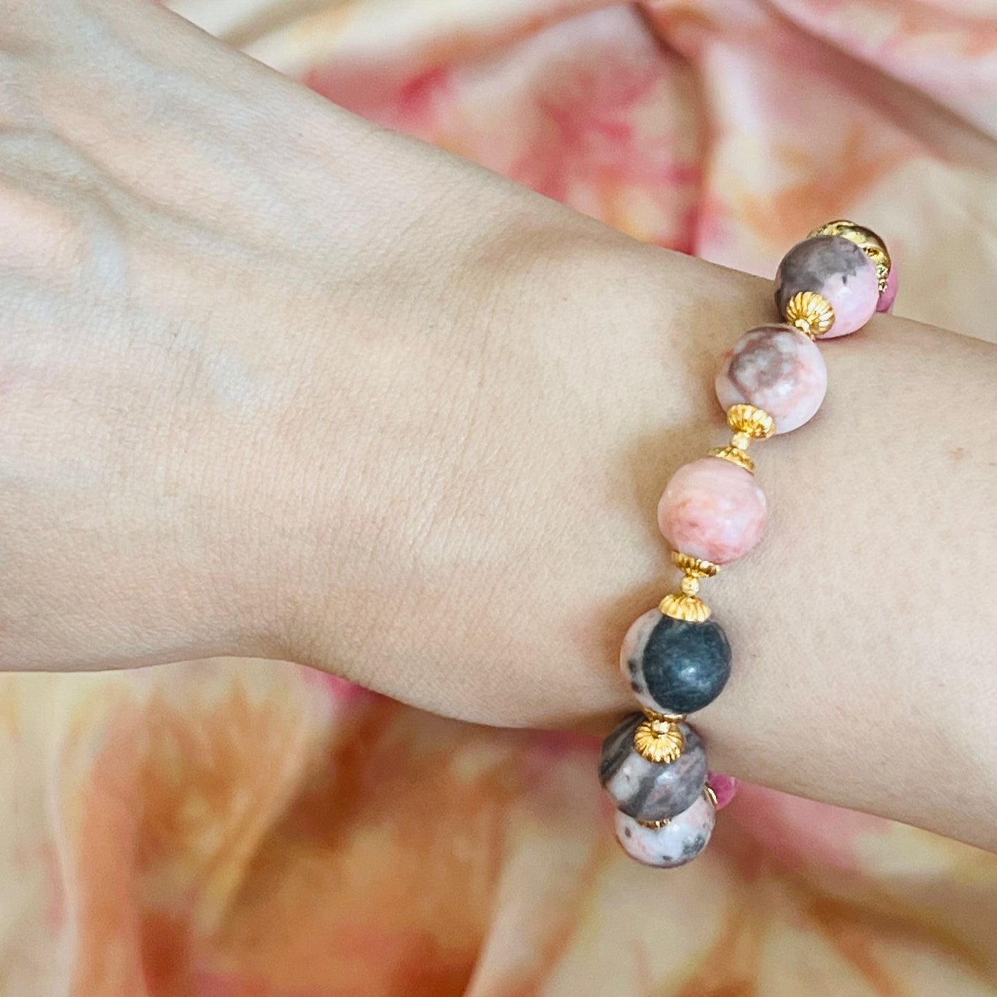 Candy Rhodonite & Pink Zebra Jasper Bracelet