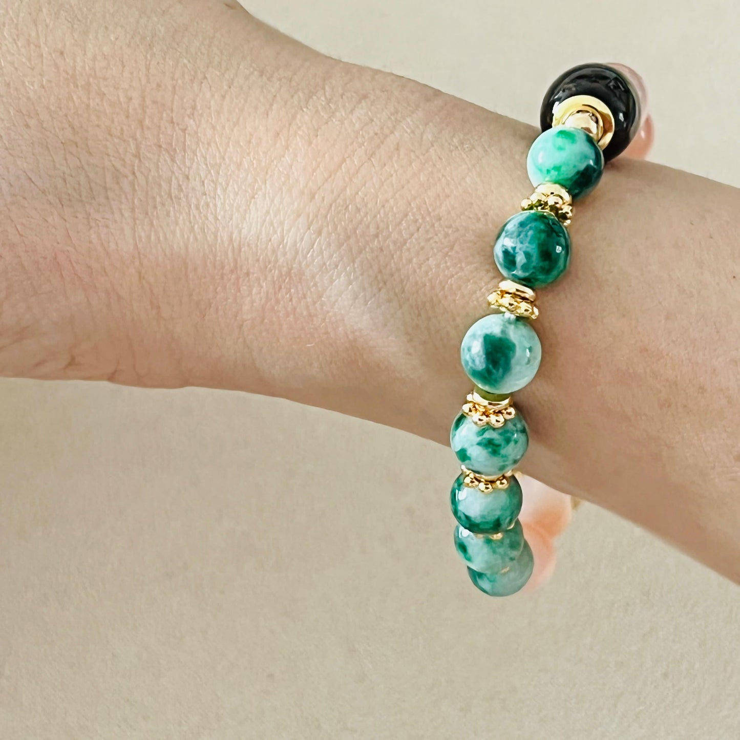 Ammonite, Yan Yuan Agate & Jade Baby Bracelet