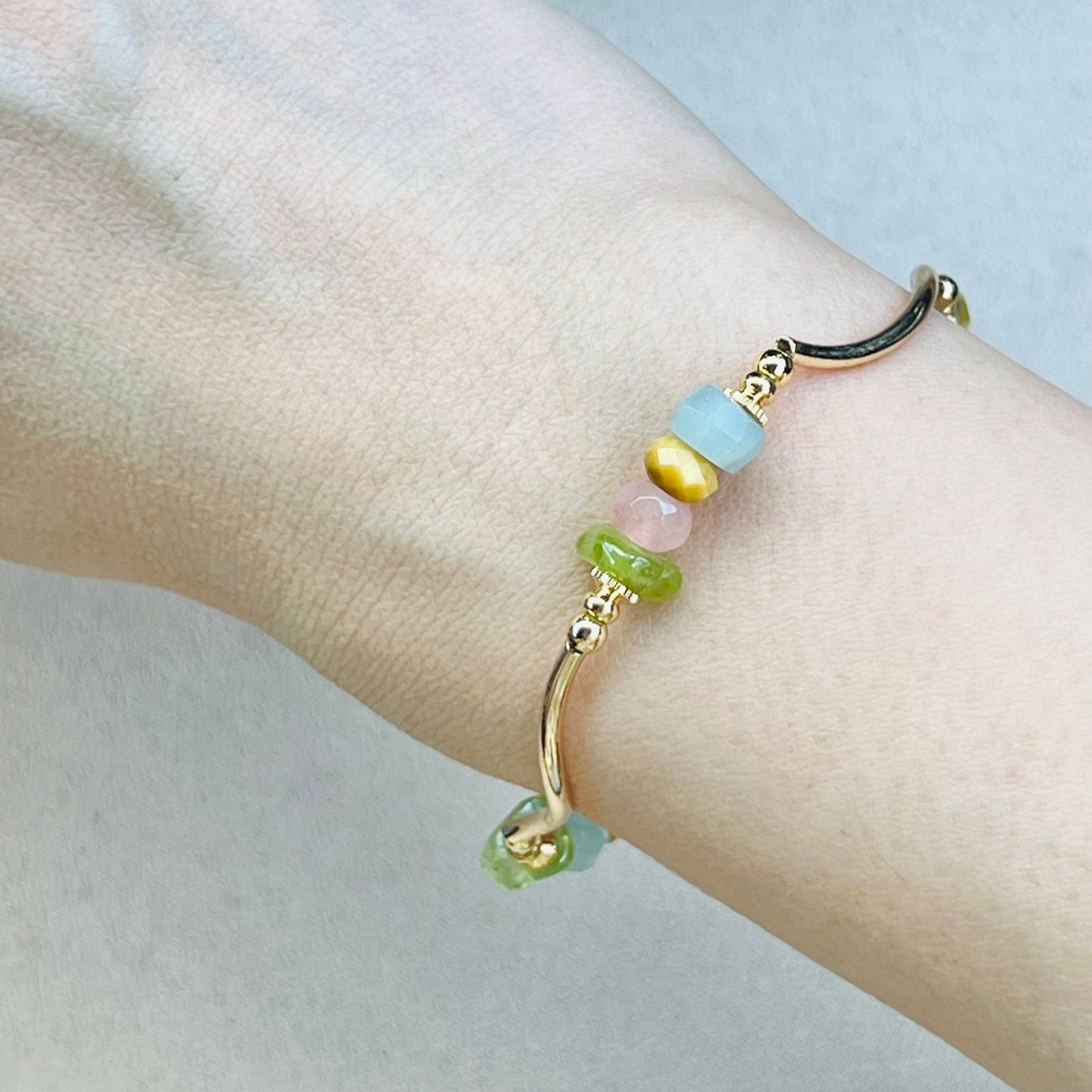 Aquamarine, Honey Tigereye, Rose Quartz & Peridot La Grace Bracelet