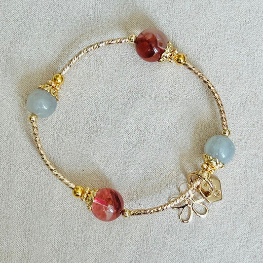 Red Hematoid & Jade Baby La Grace Bracelet