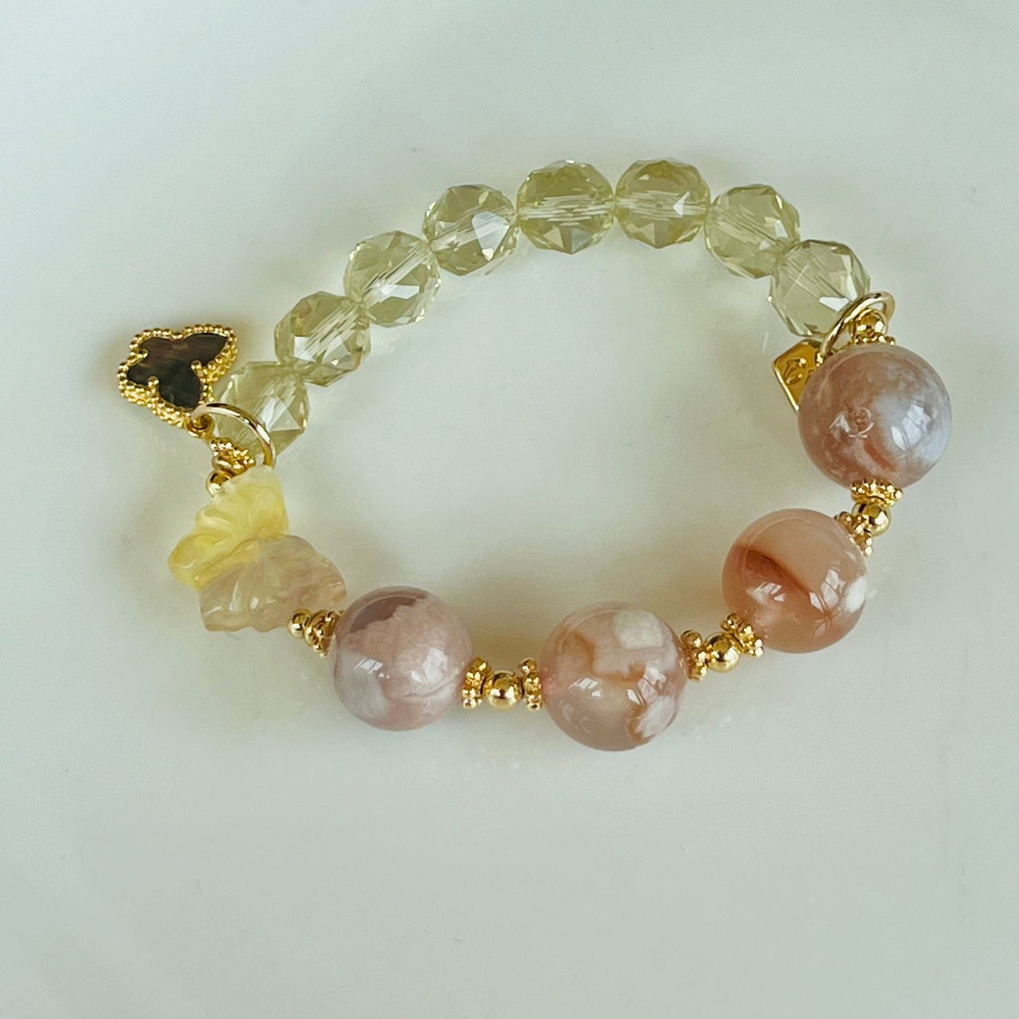 Sakura Agate & Lemon Quartz Bracelet