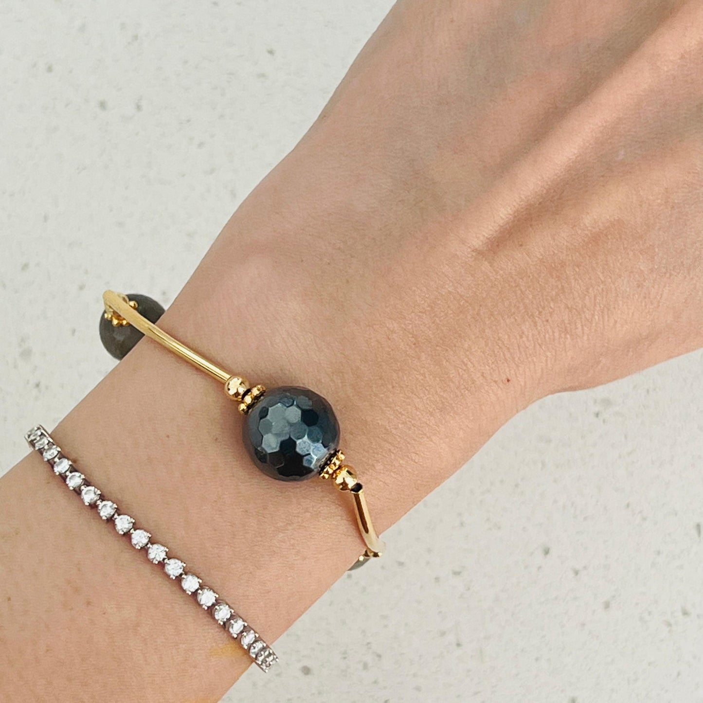 Hematite, Labradorite & Yellow Grey Sapphire Juicy La Grace Bracelet