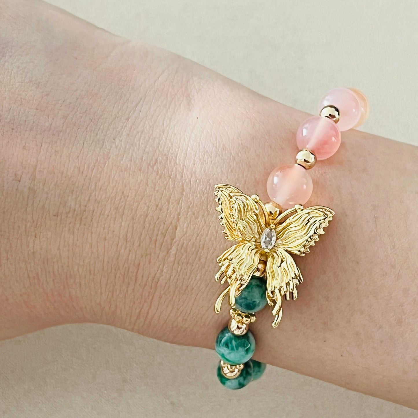 Jade & Yan Yuan Agate Butterfly Baby Bracelet