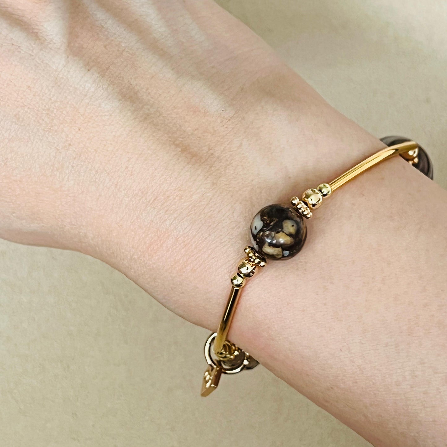 Ironstone Boulder Opal, Tibetan Medicine Agate & Smoky Quartz Juicy La Grace Bracelet