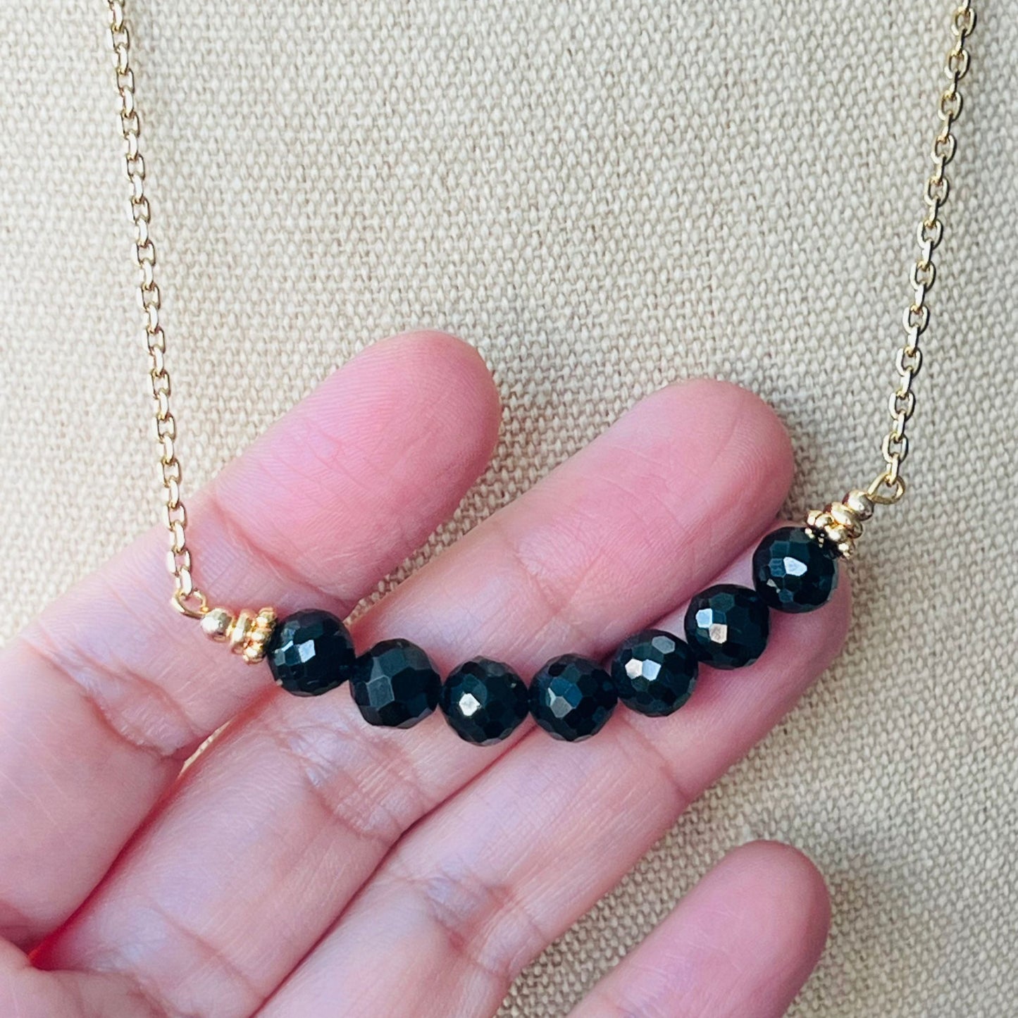 Black Spinel Moon Necklace