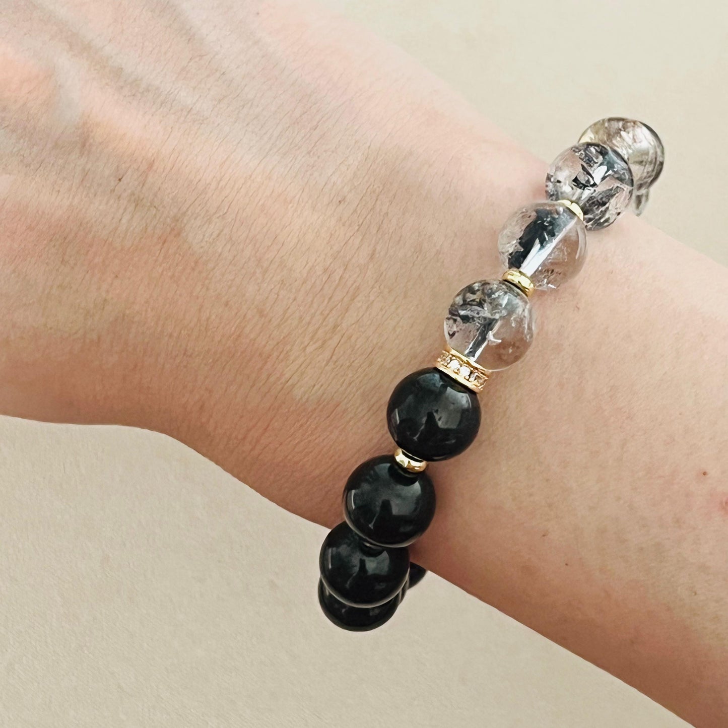 Herkimer Diamond & Jet Men Bracelet