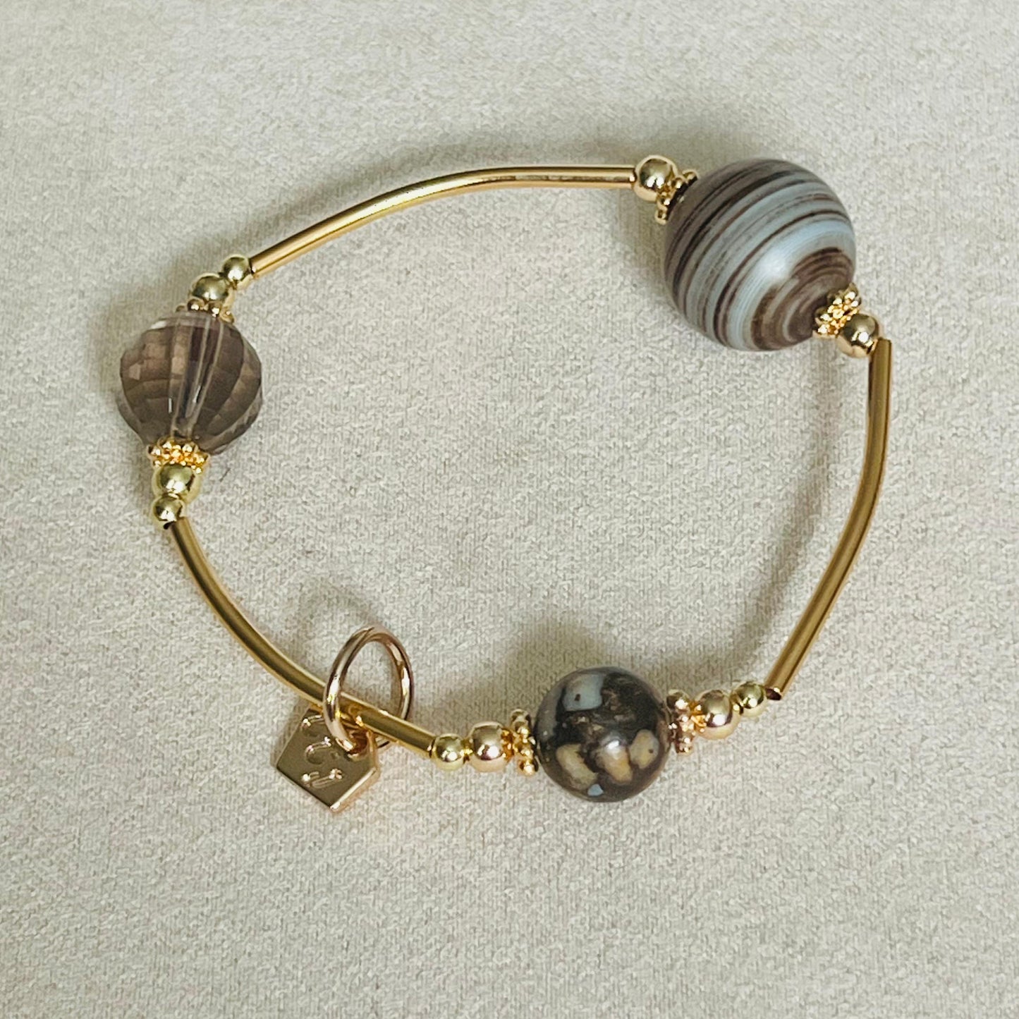 Ironstone Boulder Opal, Tibetan Medicine Agate & Smoky Quartz Juicy La Grace Bracelet