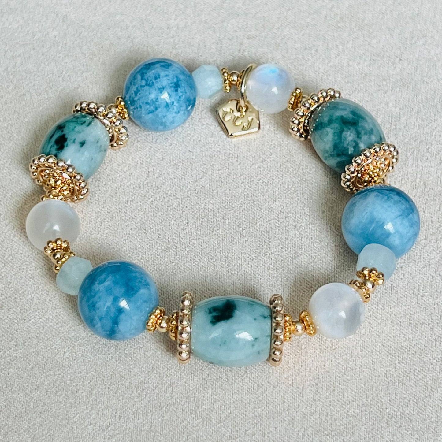 Aquamarine, Jade & Moonstone Bracelet