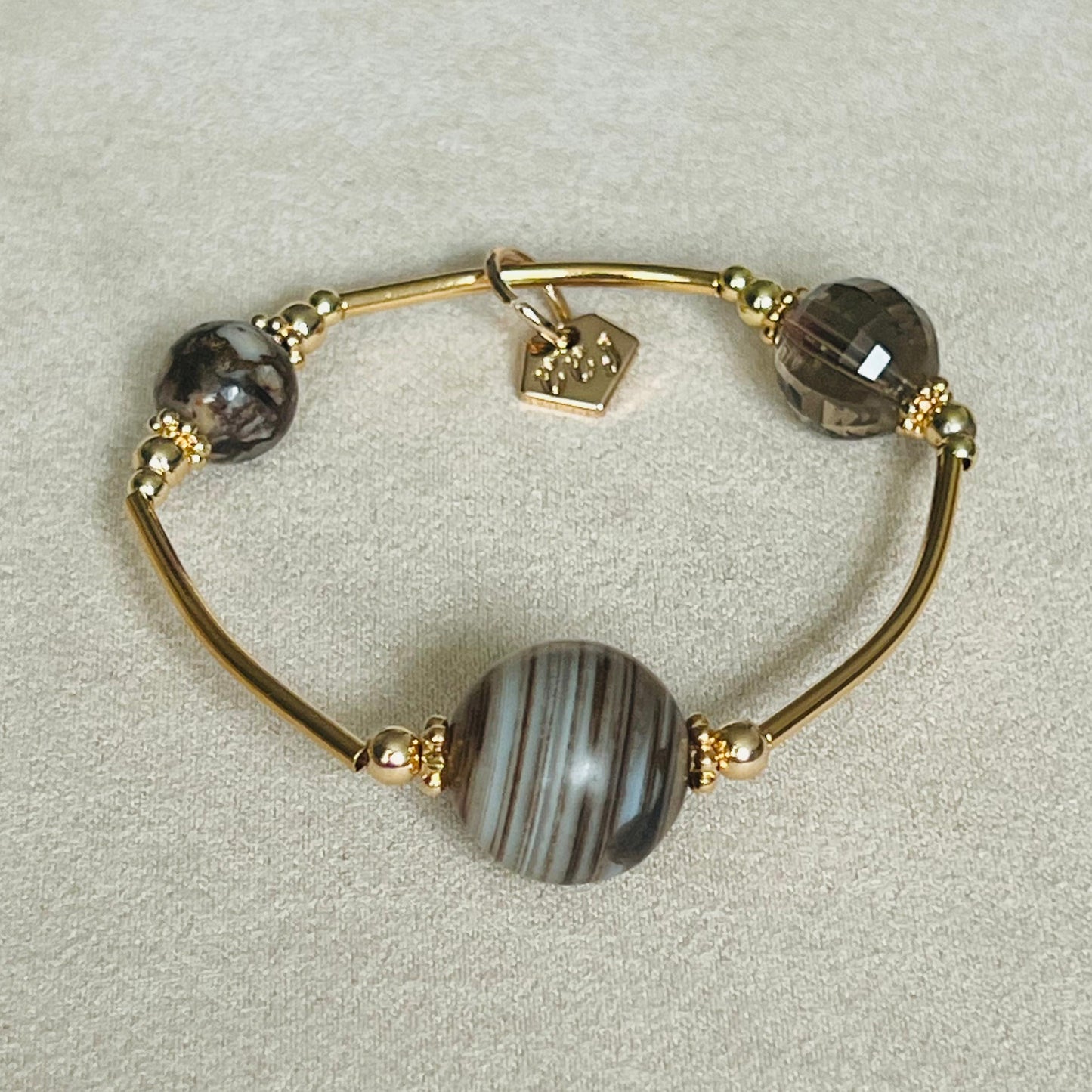 Ironstone Boulder Opal, Tibetan Medicine Agate & Smoky Quartz Juicy La Grace Bracelet