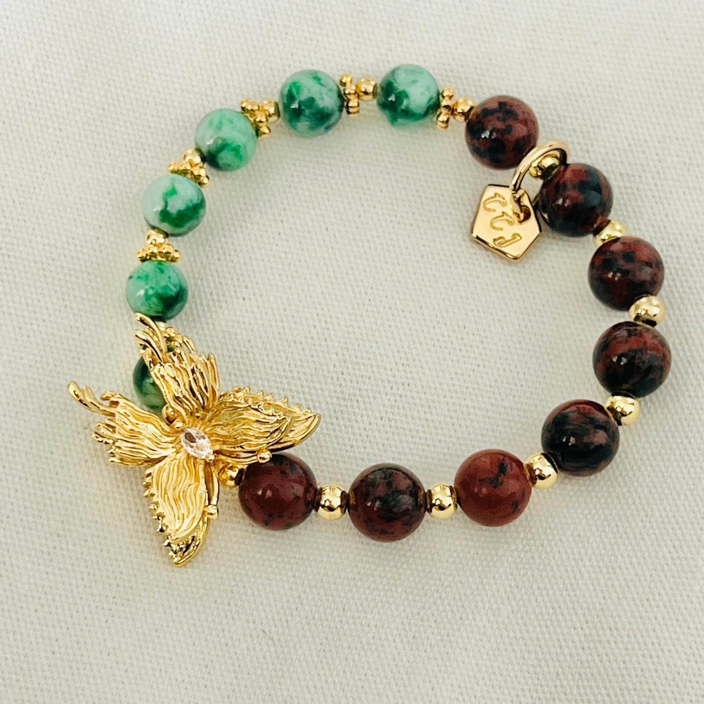 Jade & Mahagony Obsidian Butterfly Baby Bracelet