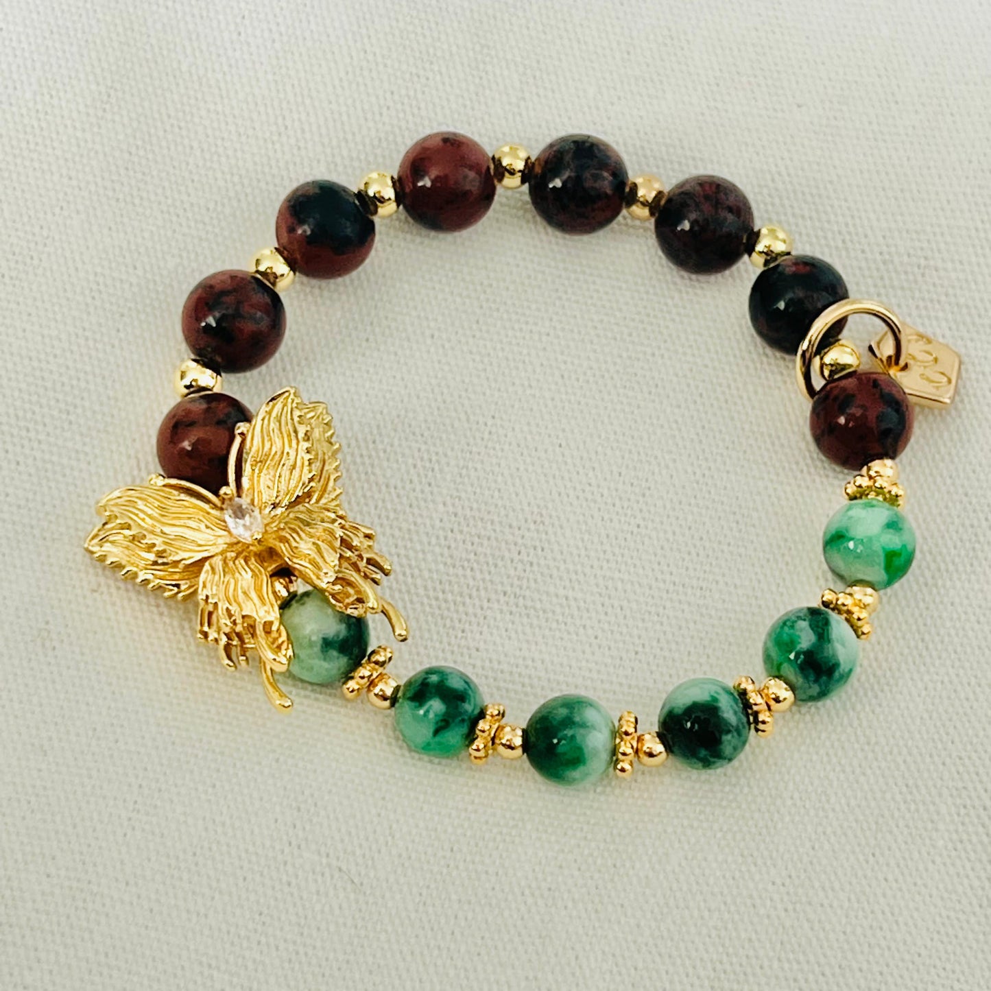 Jade & Mahagony Obsidian Butterfly Baby Bracelet