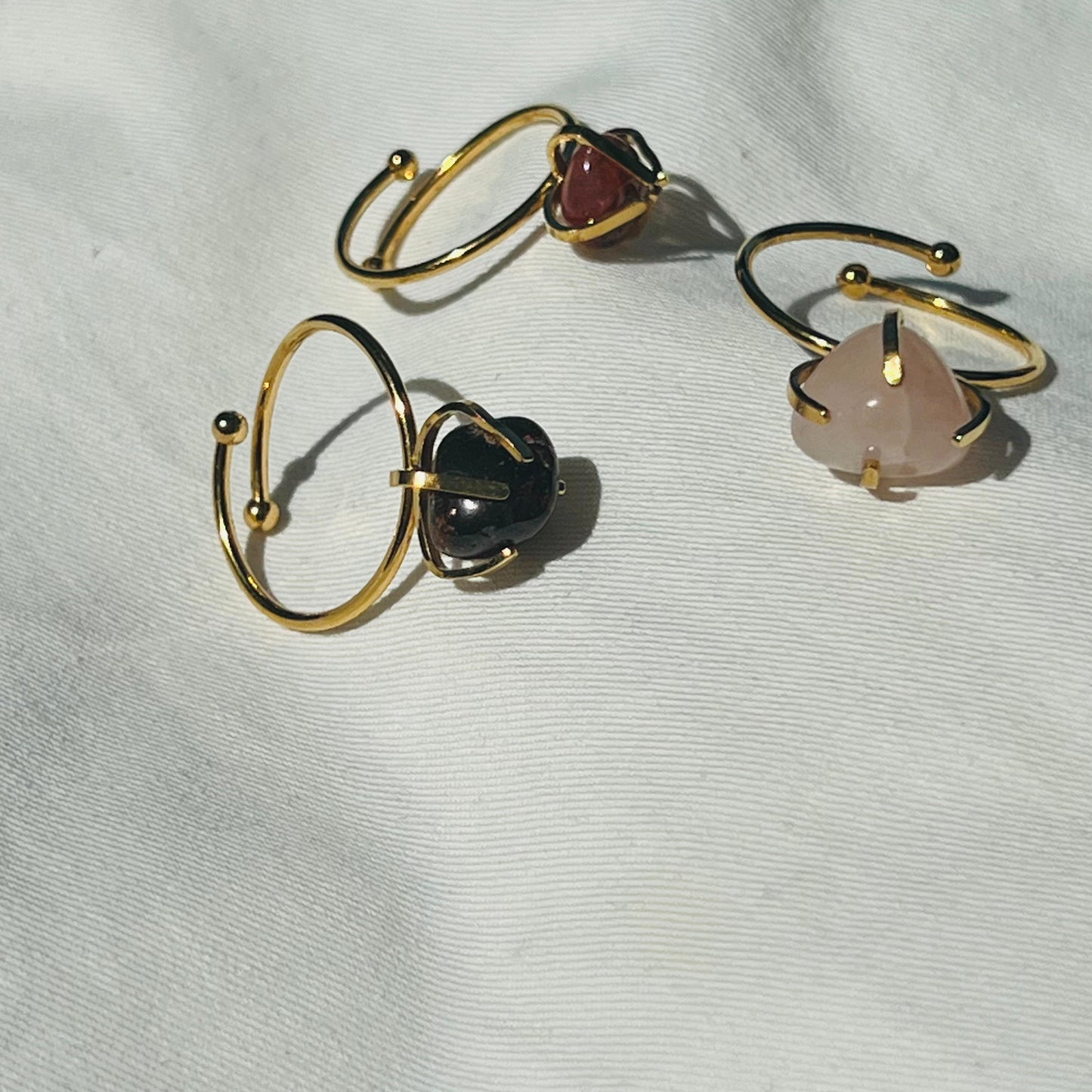Garnet, Red Jasper & Rose Quartz Rings